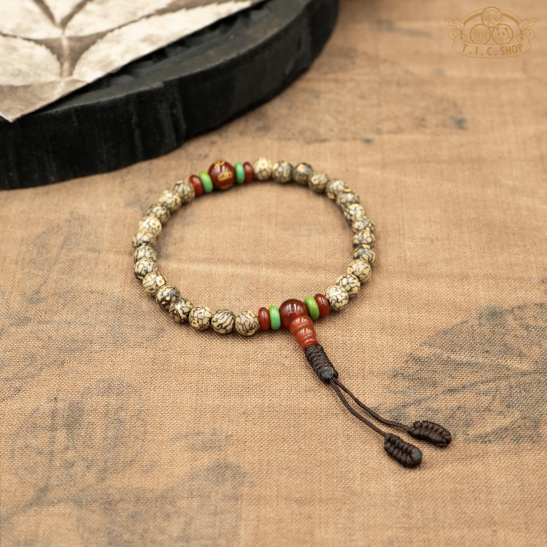 Silver Lines Bodhi Seeds 6mm Bead Traditional Prayer Wrist Mala