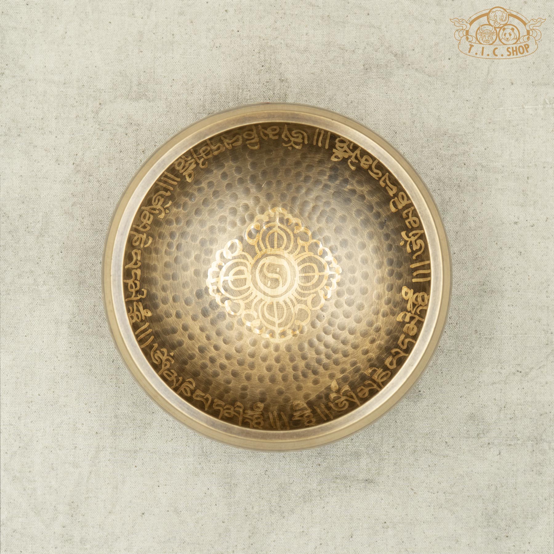 Top View of Double Vajra Brass Singing Bowl 13.5cm