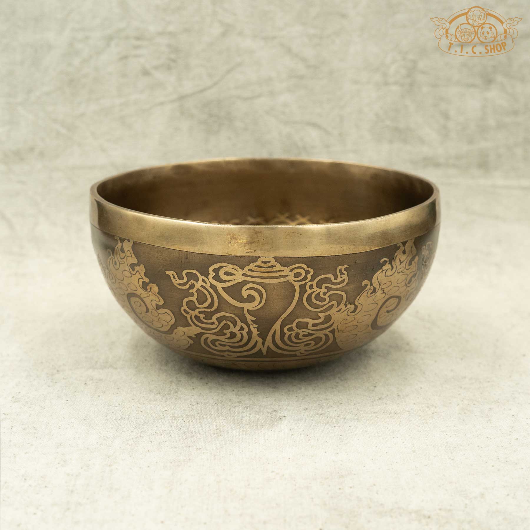 Side View of Double Vajra Brass Singing Bowl 14cm