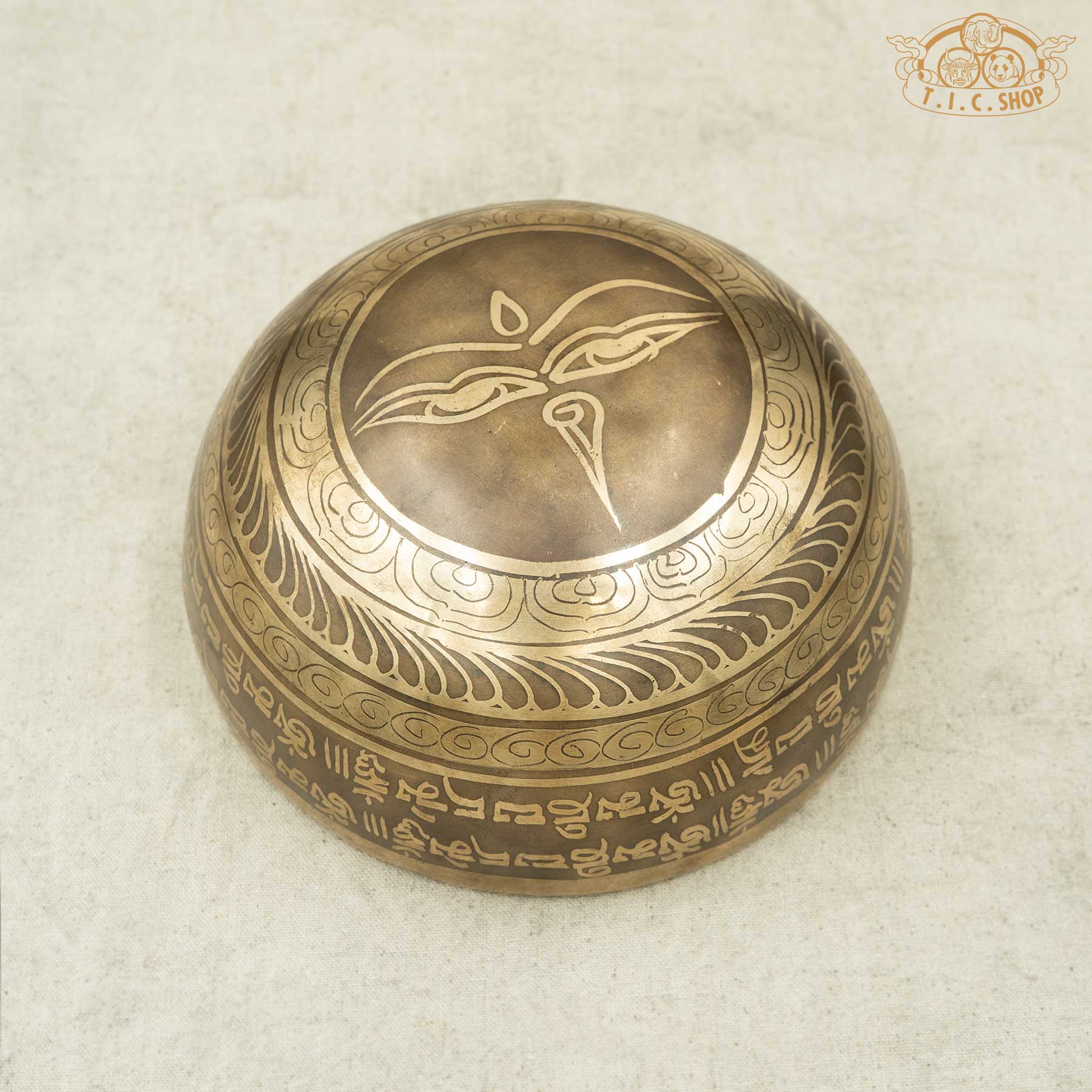 Bottom View of Double Vajra Brass Singing Bowl 15.5cm