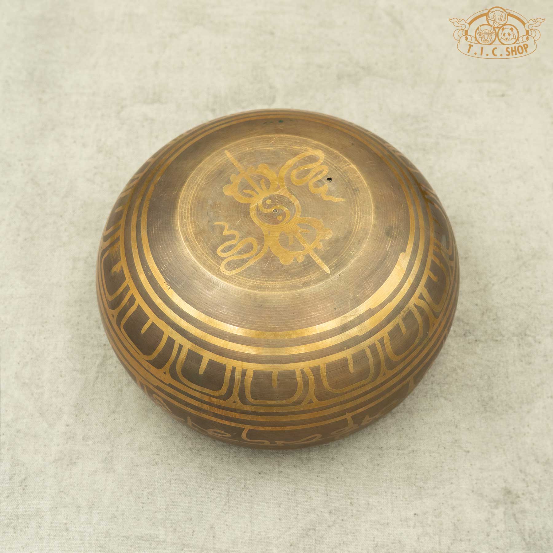 Bottom View of Five Buddhas Brass Singing Bowl 15cm