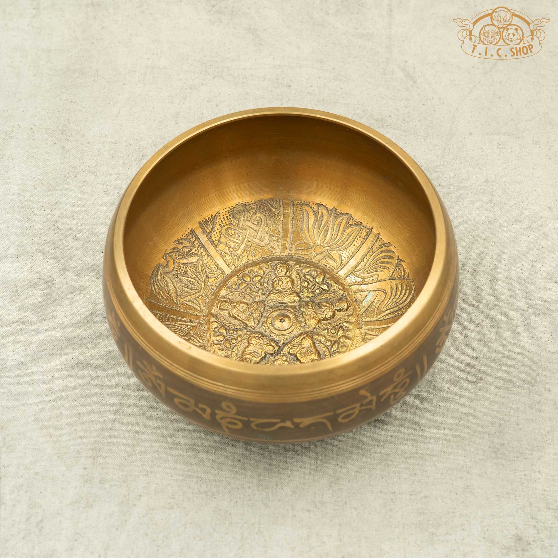 Five Buddhas Brass Singing Bowl 15cm