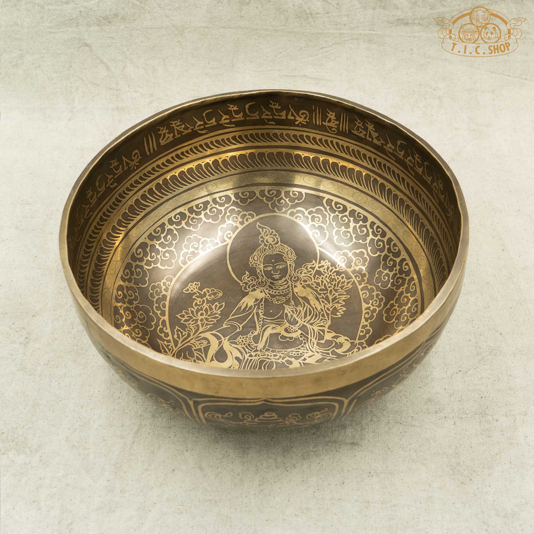 Green Tara Brass Singing Bowl 23cm