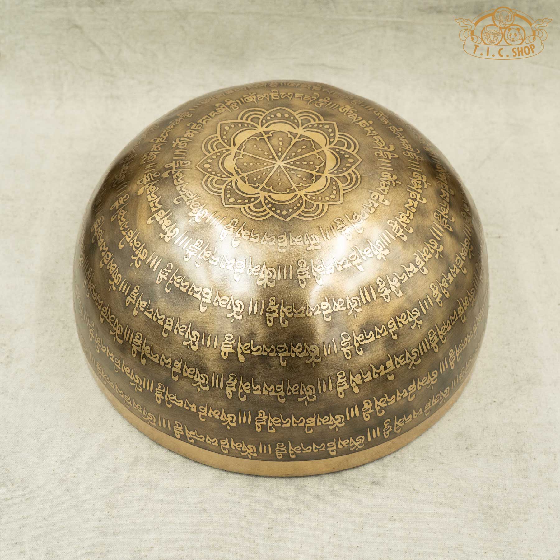 Bottom View of Green Tara Brass Singing Bowl 24.5cm