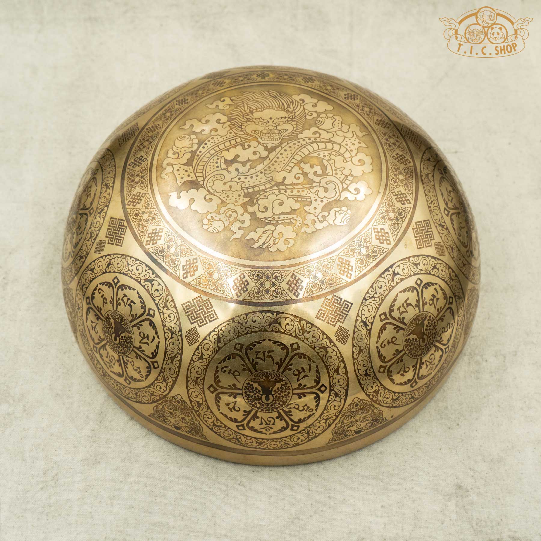 Bottom View of Green Tara Brass Singing Bowl 25cm