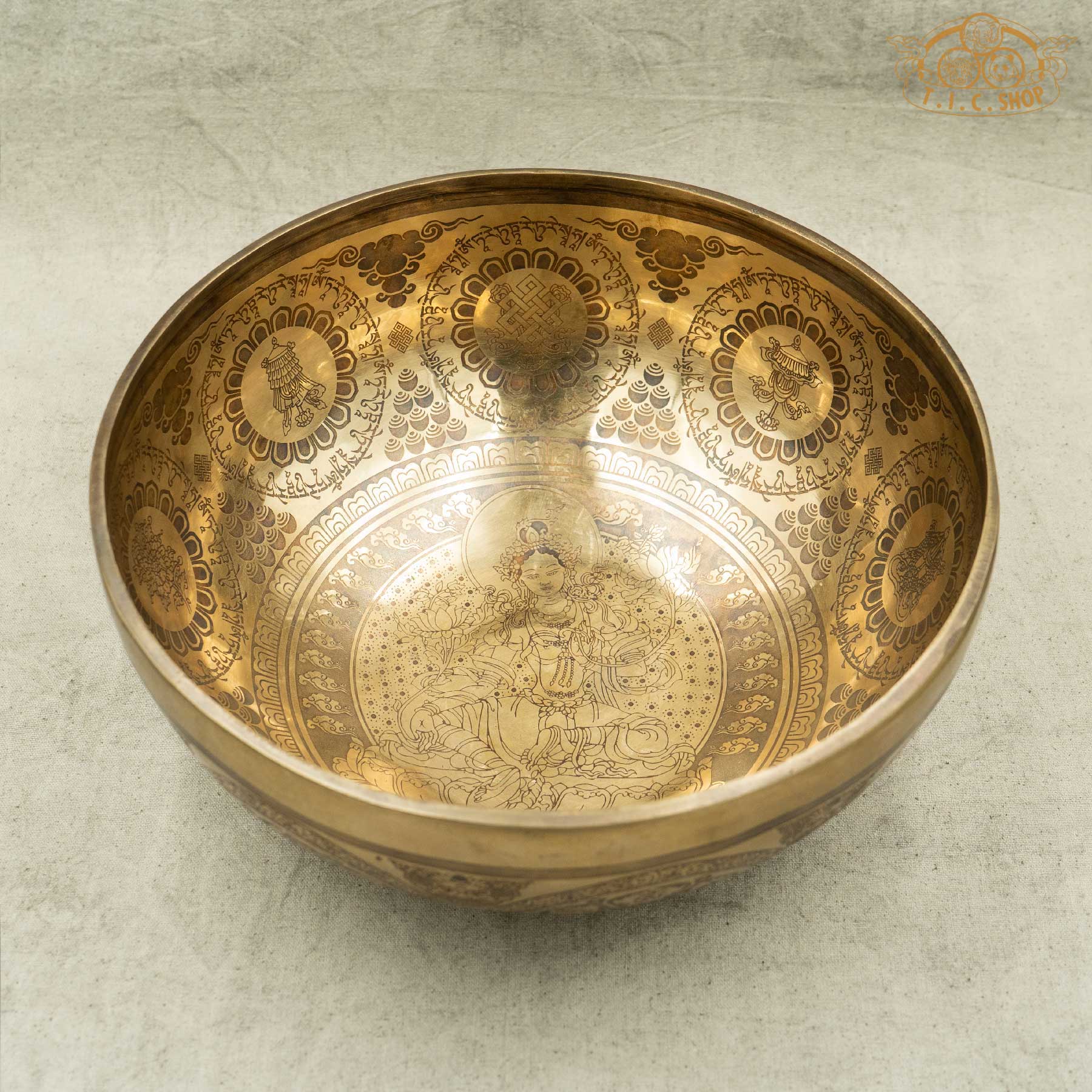 Green Tara Brass Singing Bowl 25cm