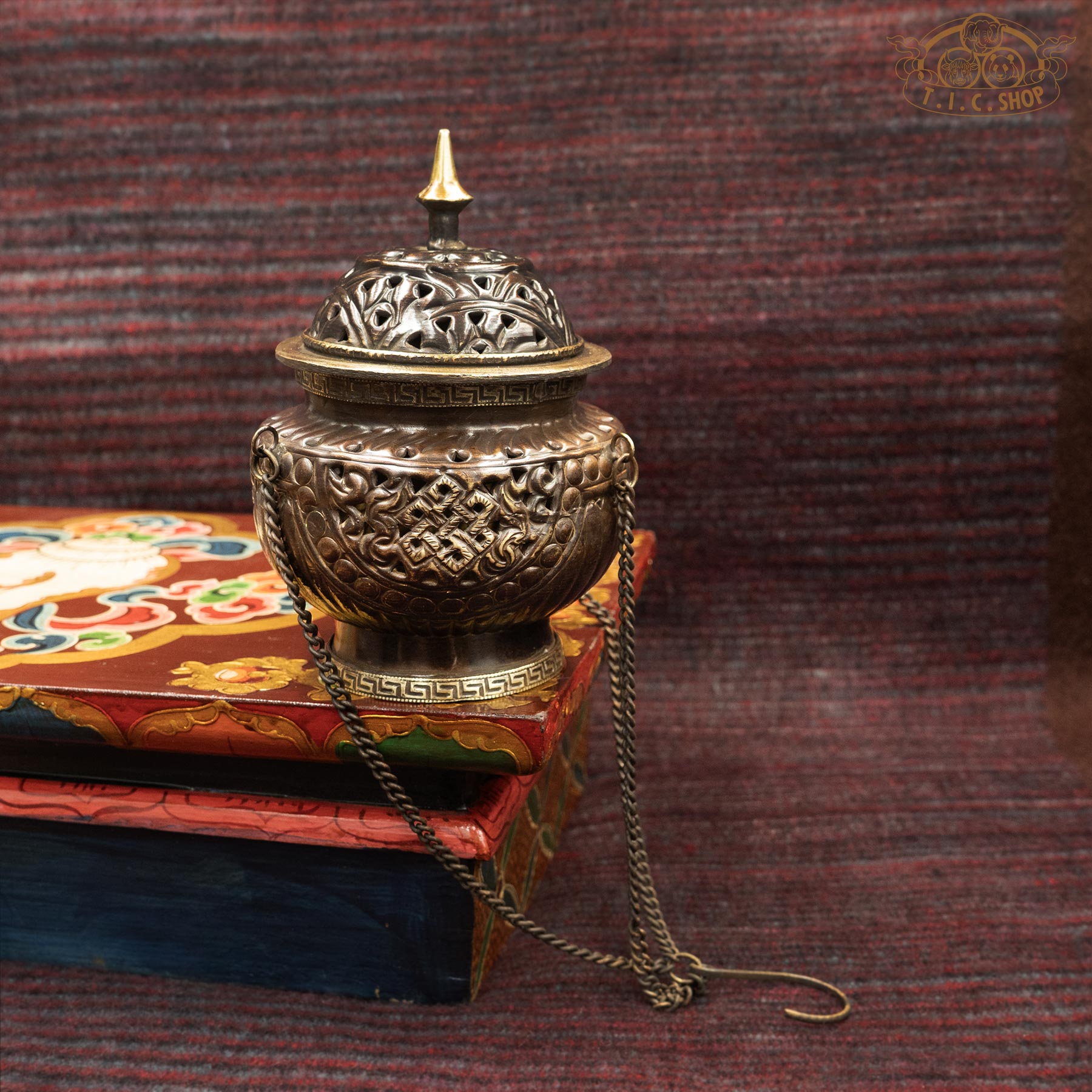 Handcrafted Antique Brass Hanging Incense Burner