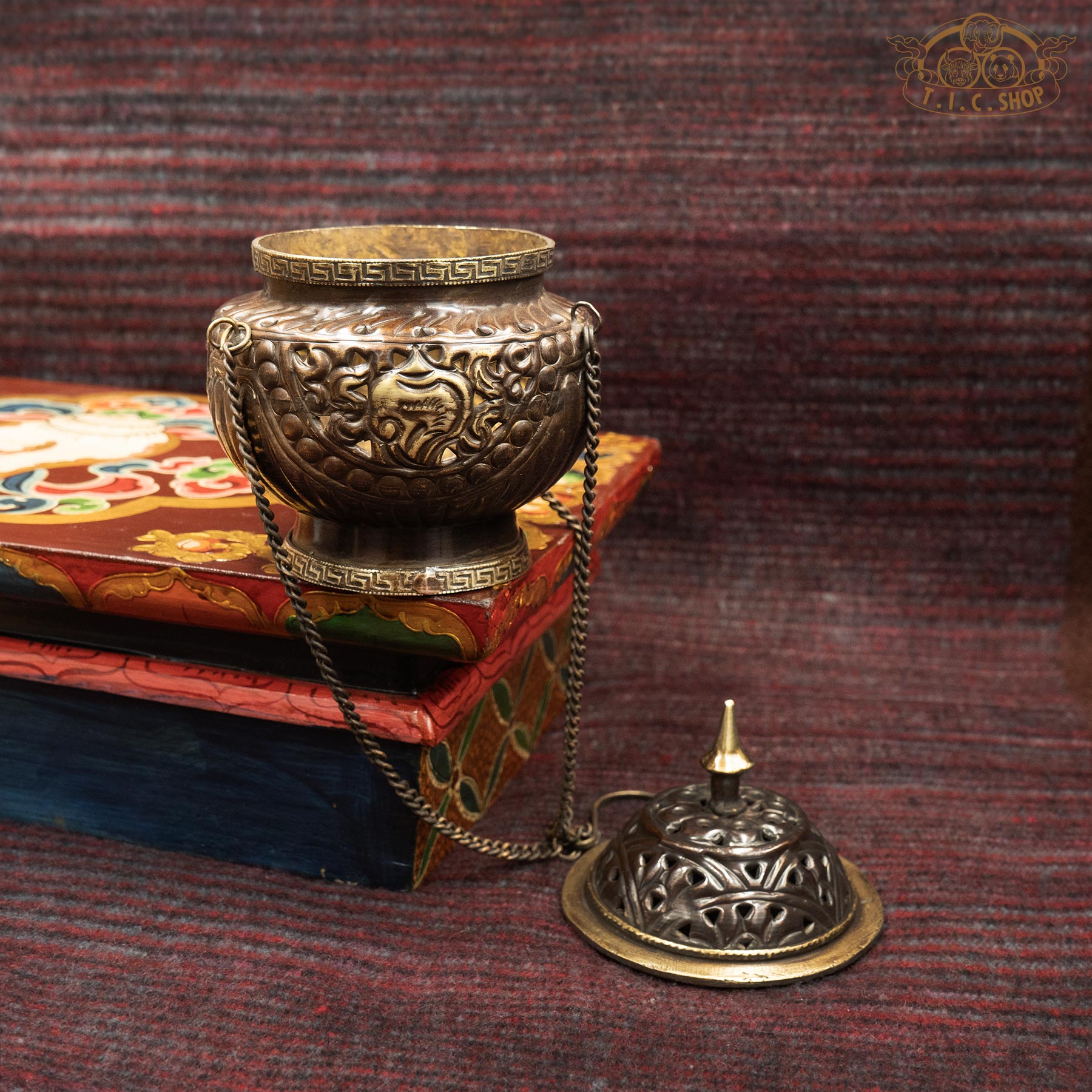 Handcrafted Antique Brass Hanging Incense Burner