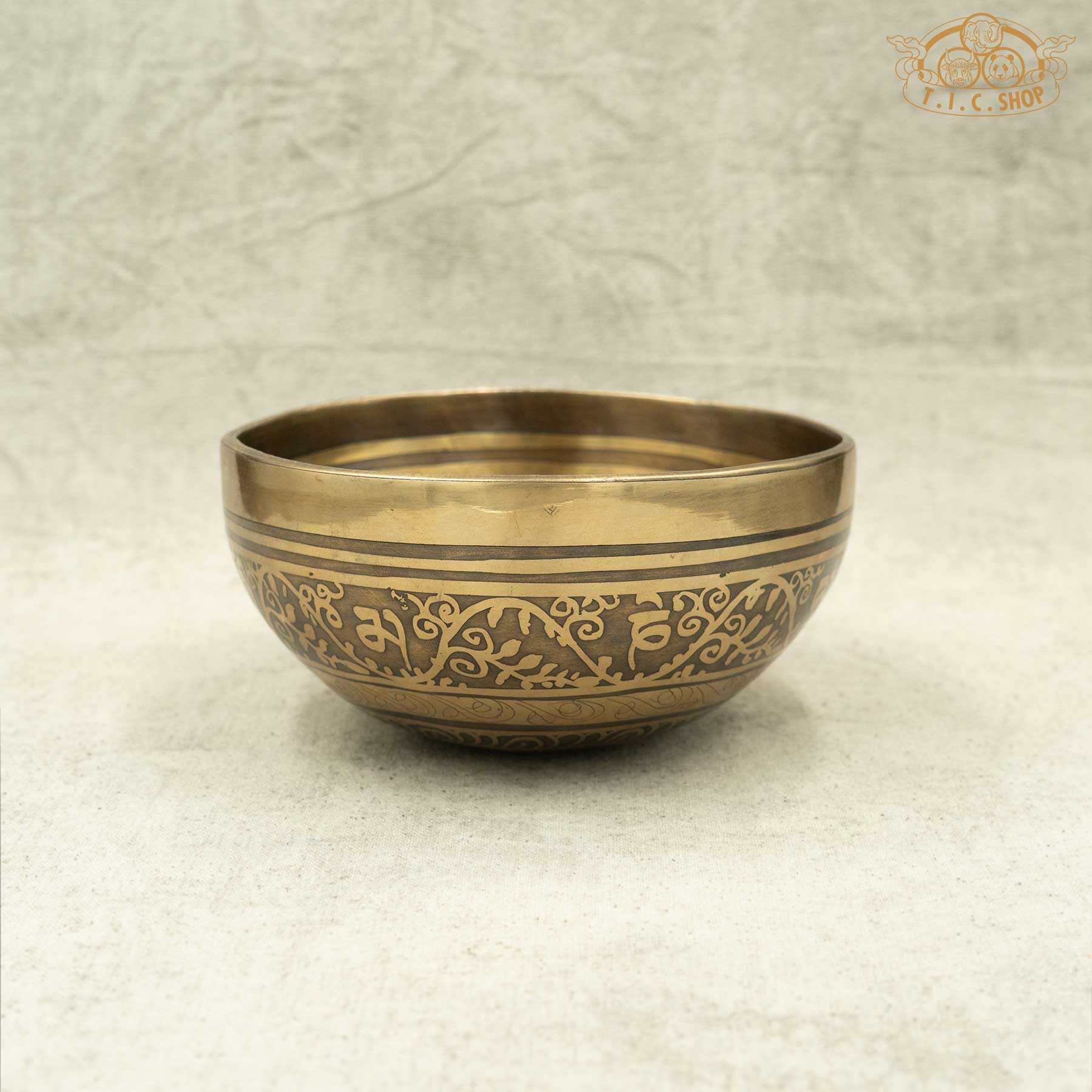 Side View of Heart Chakra Mandala Brass Singing Bowl 12.5cm