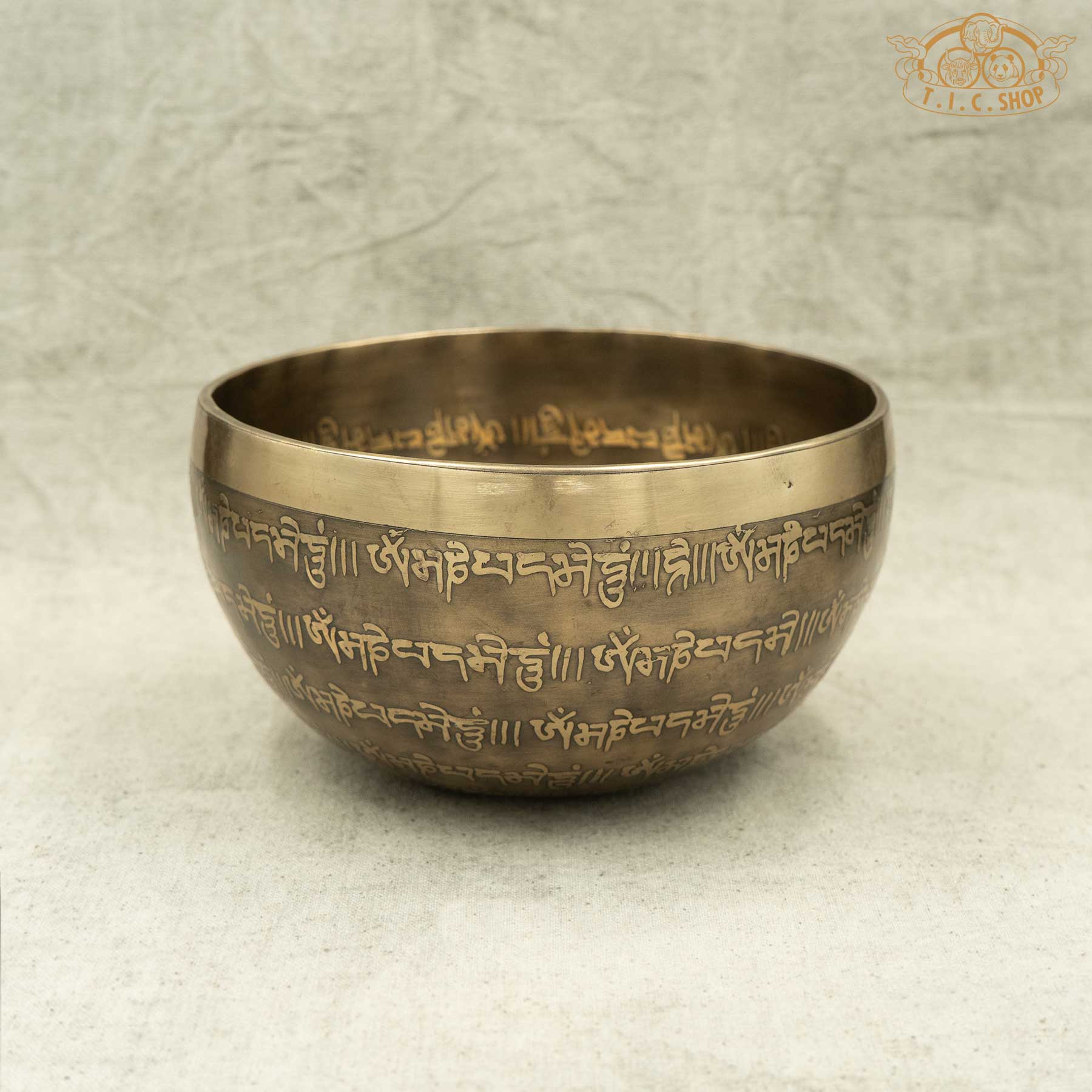 Side View of Heart Chakra Mandala Brass Singing Bowl 14.5cm