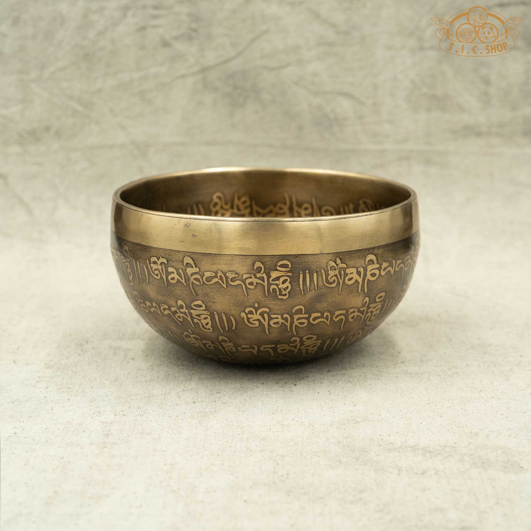 Side View of Lotus Blossom Brass Singing Bowl 11.5cm