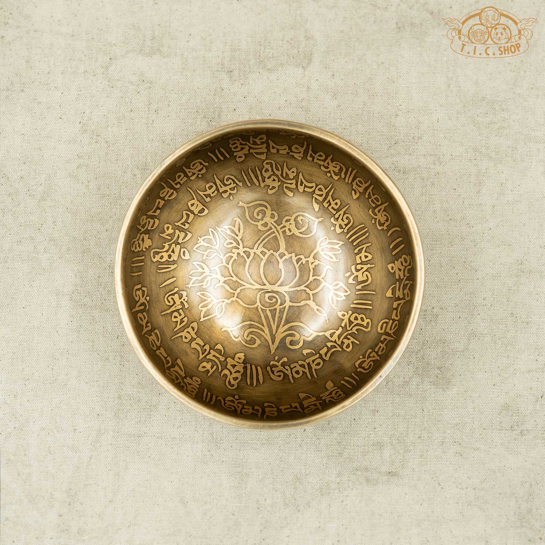 Top View of Lotus Blossom Brass Singing Bowl 11.5cm