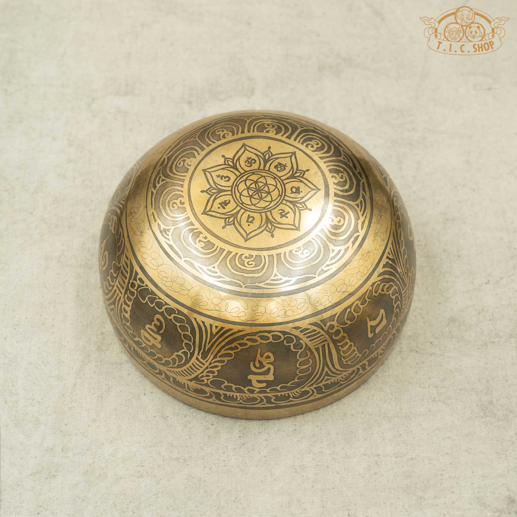 Bottom View of Lotus Blossom Brass Singing Bowl 14.5cm