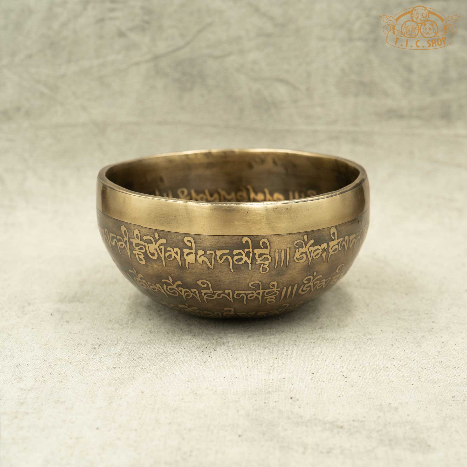 Side View of Lotus Flower Brass Singing Bowl 11.5cm