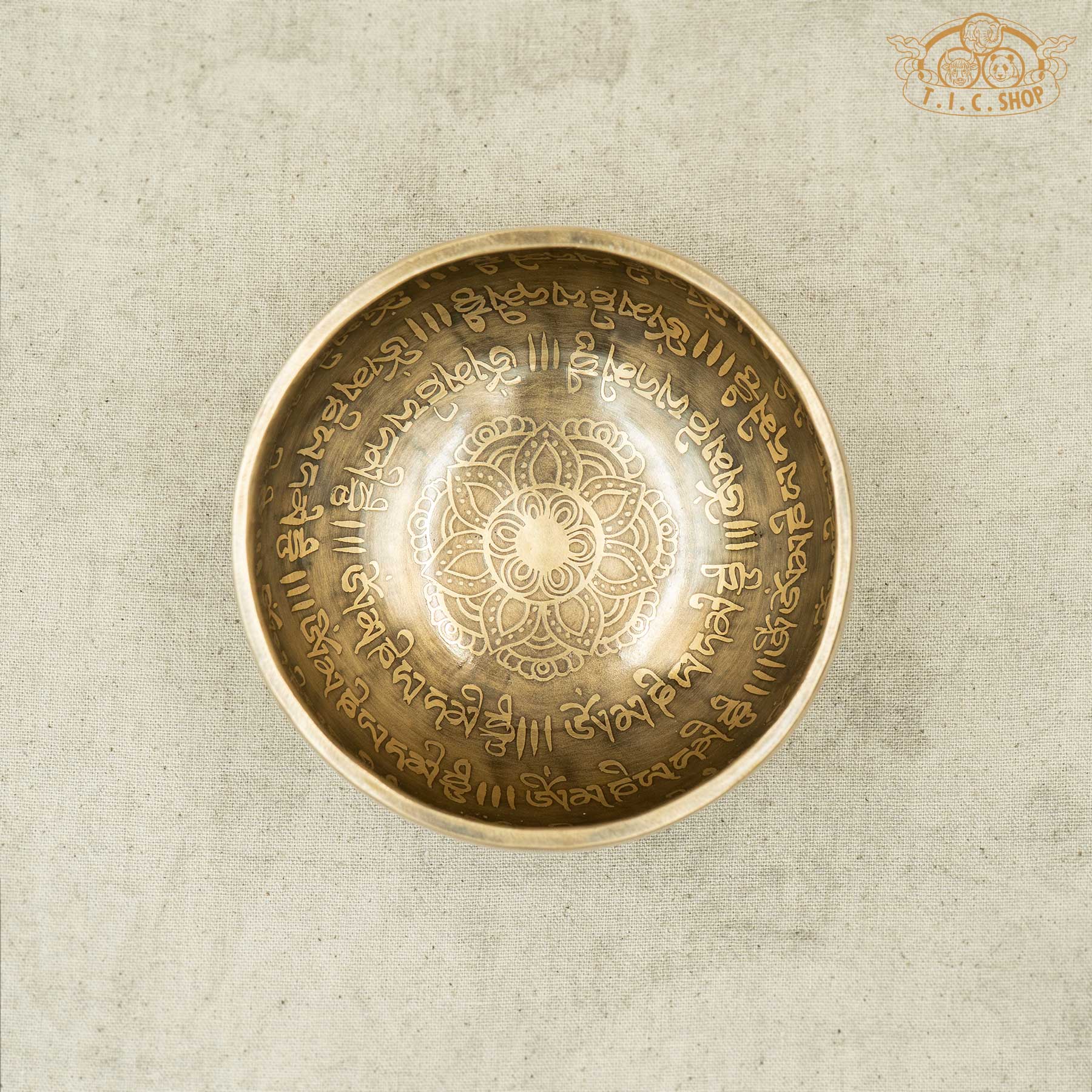Top View of Lotus Flower Brass Singing Bowl 11.5cm