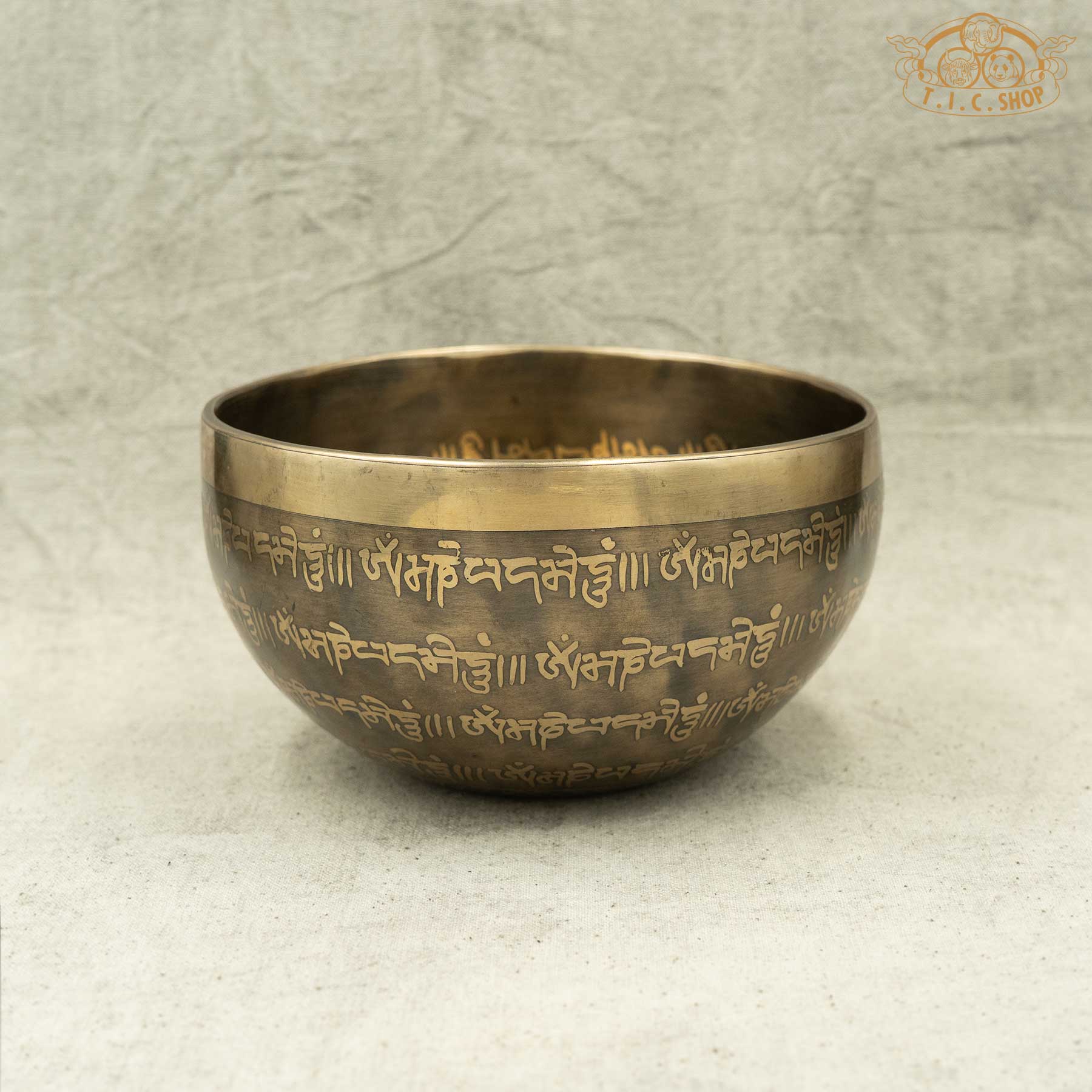 Side View of Mandala Brass Singing Bowl 14cm