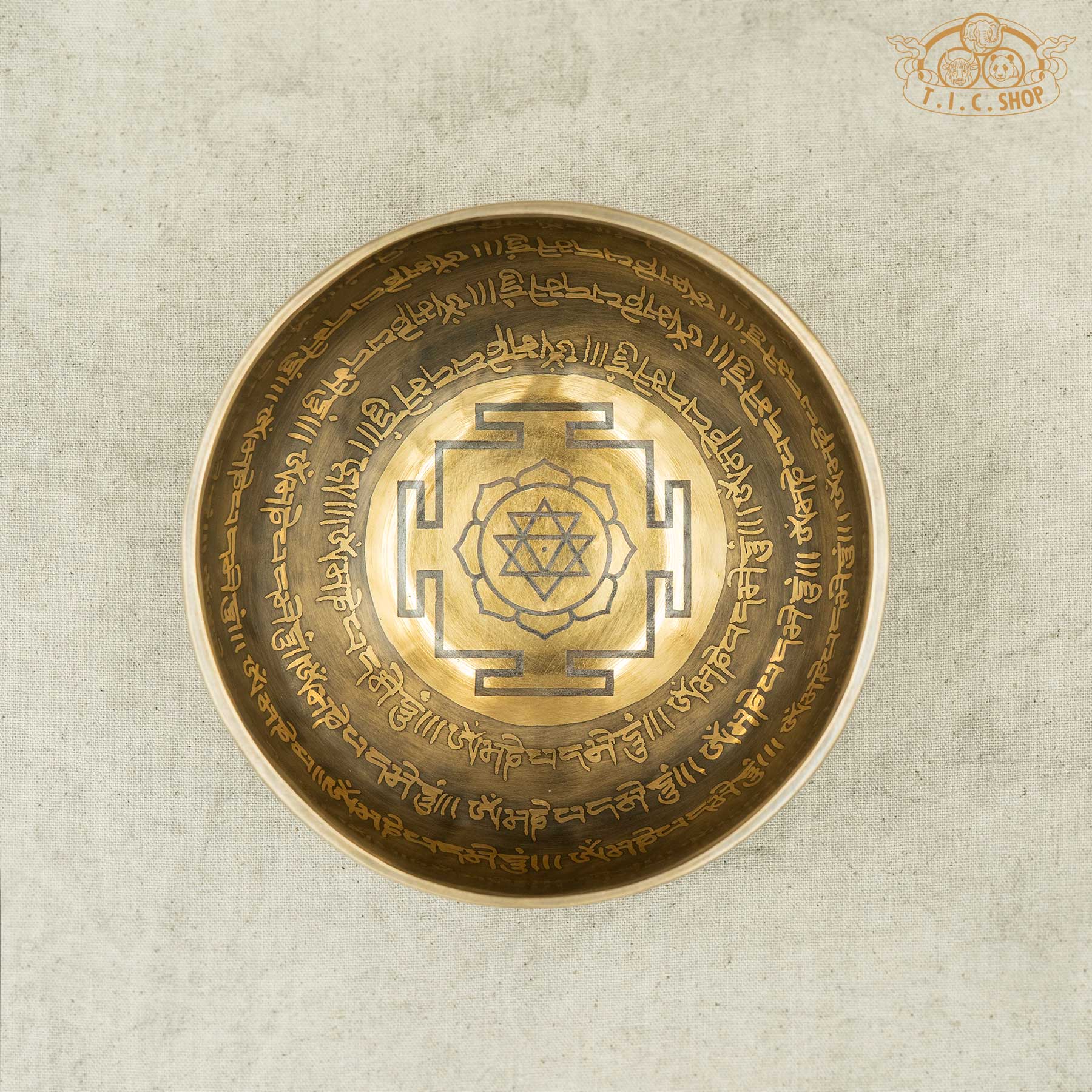 Top View of Mandala Brass Singing Bowl 14cm