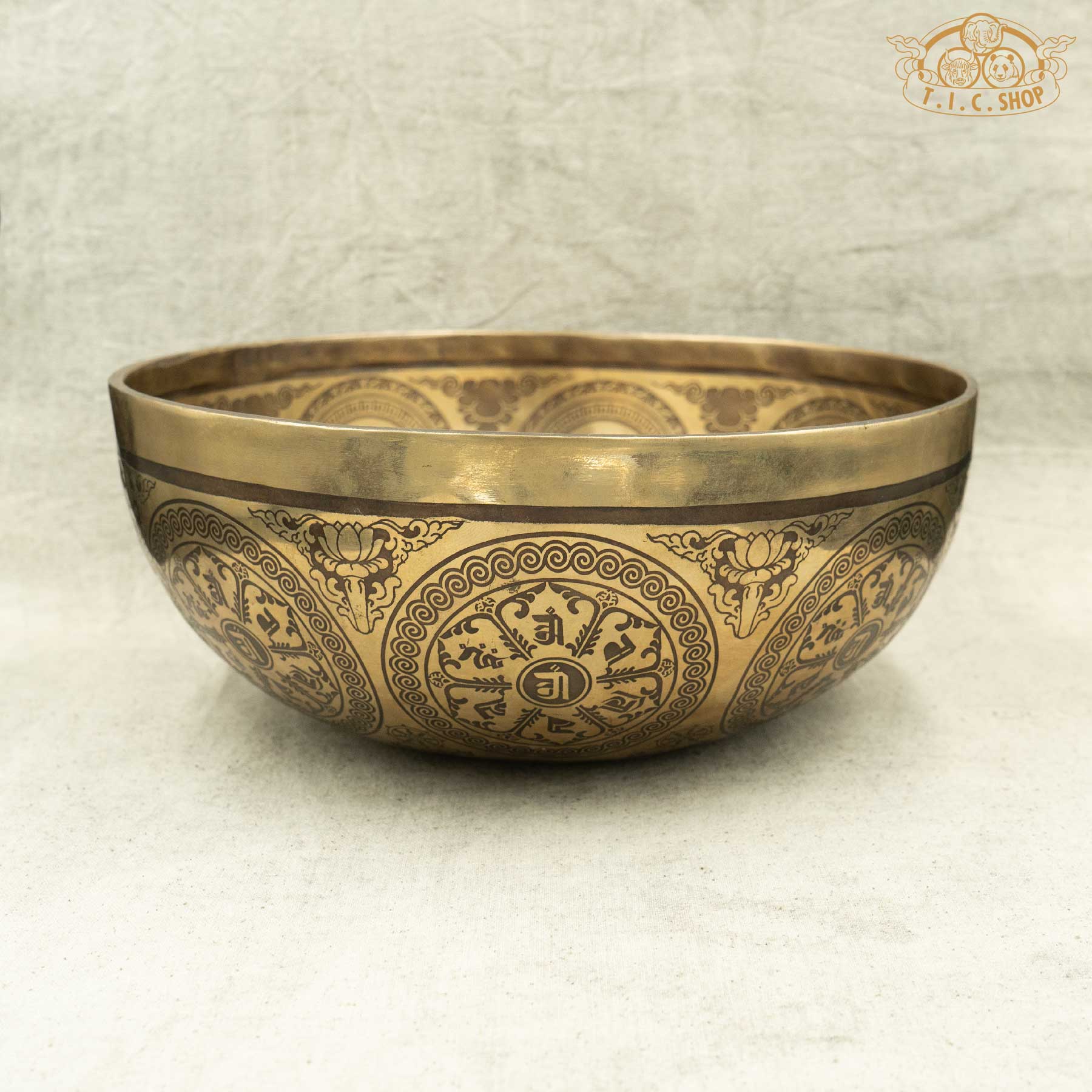 Side View of Manjushri Brass Singing Bowl 25cm