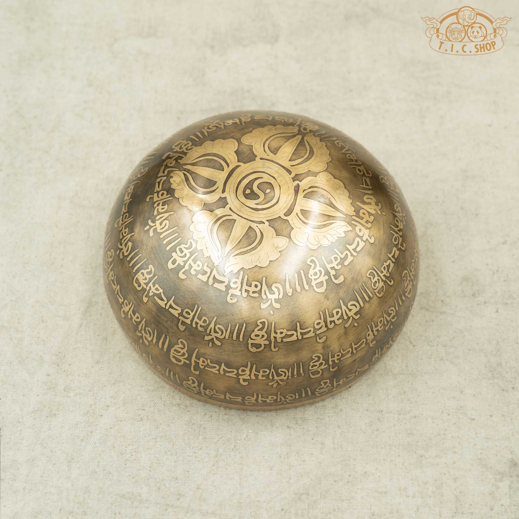 Bottom View of Om Brass Singing Bowl 13.5cm