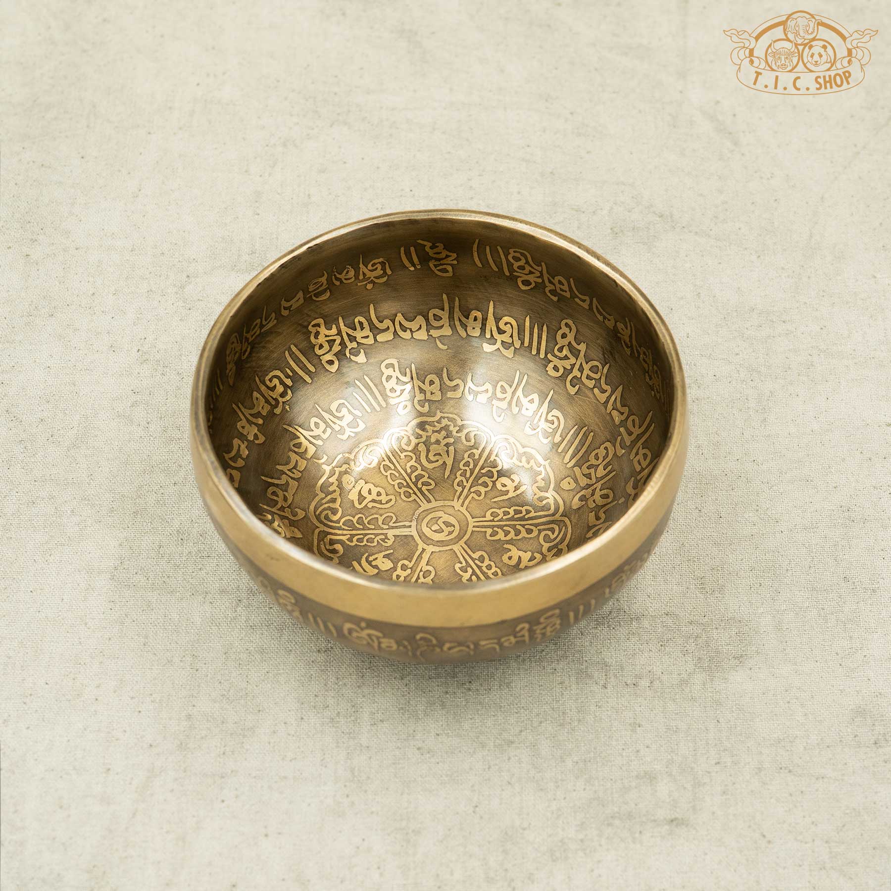 Om Mani Padme Hum Brass Singing Bowl 12cm