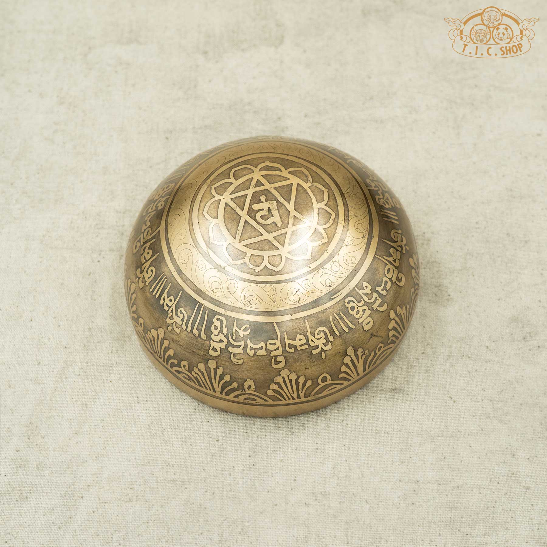 Bottom View of Om Mani Padme Hum Mantra Brass Singing Bowl 11cm