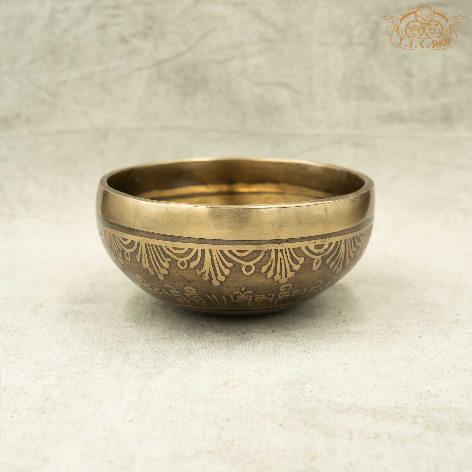 Side View of Om Mani Padme Hum Mantra Brass Singing Bowl 11cm