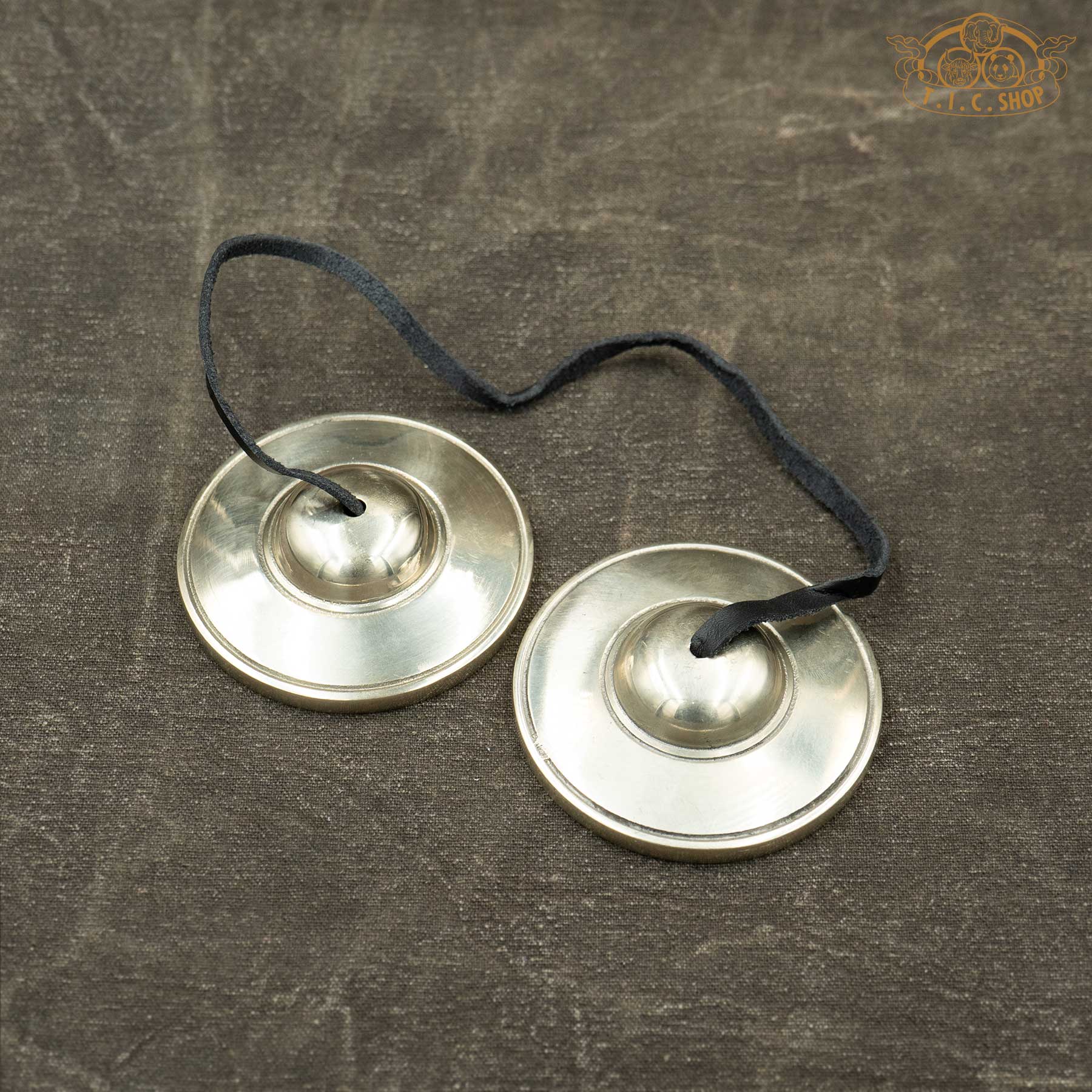 Front view of Plain Handmade Tibetan Tingsha Meditation Bells 7cm