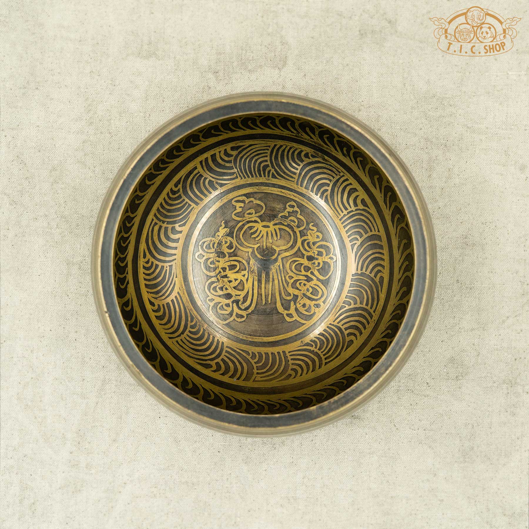 Top View of Precious Parasol Brass Singing Bowl 14cm