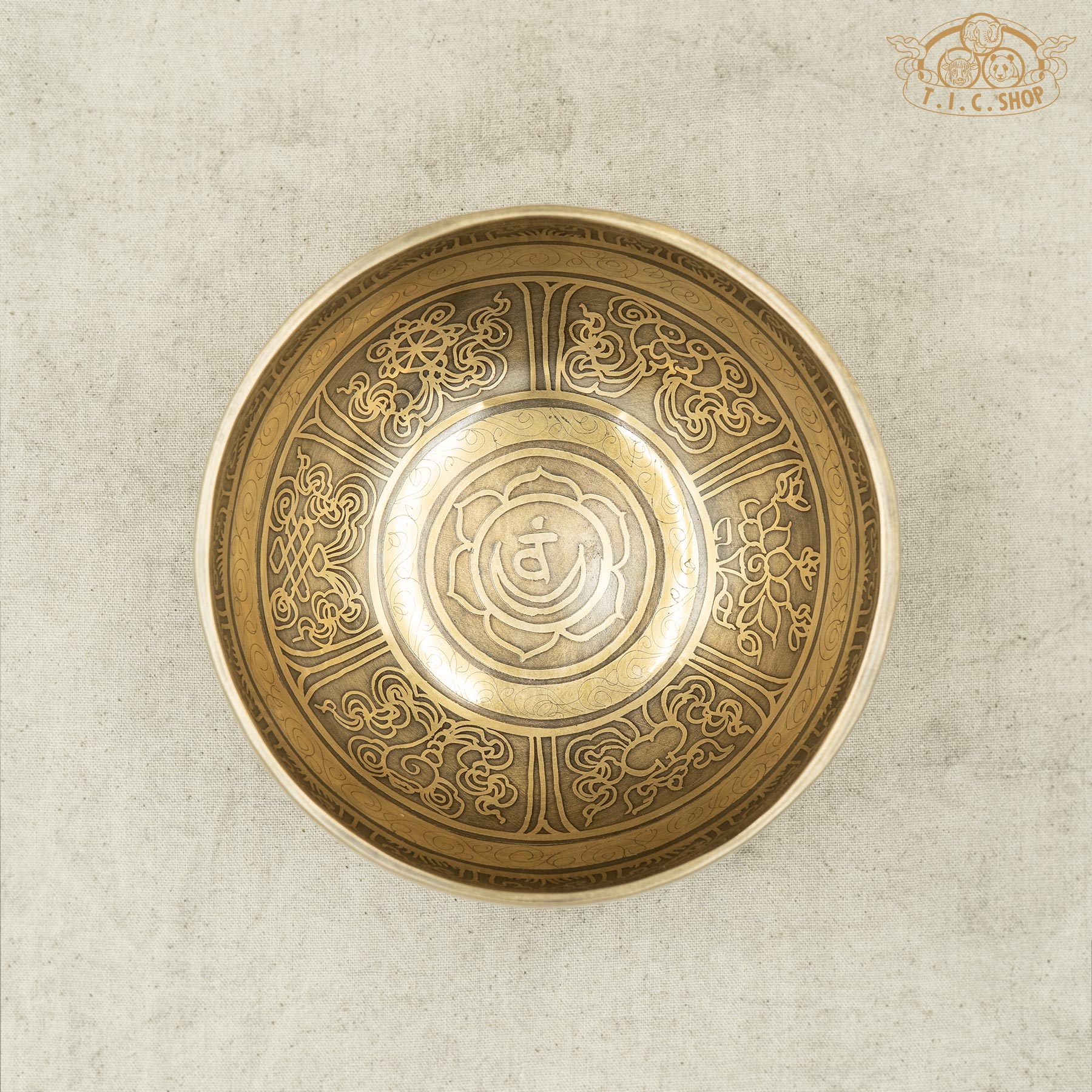 Top View of Sacral Chakra Brass Singing Bowl 15cm