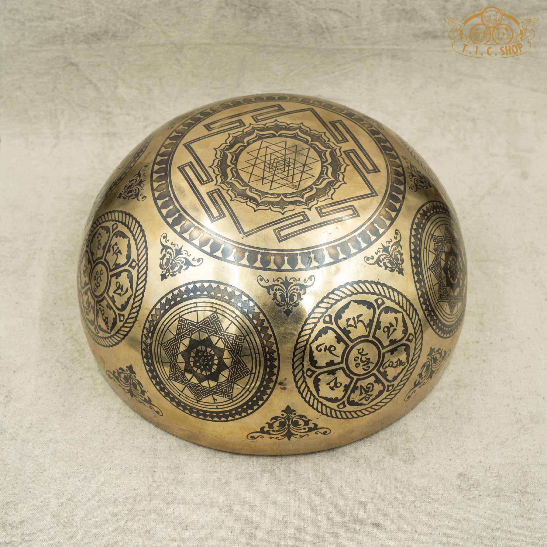 Bottom View of Shakyamuni Buddha Brass Singing Bowl 23cm
