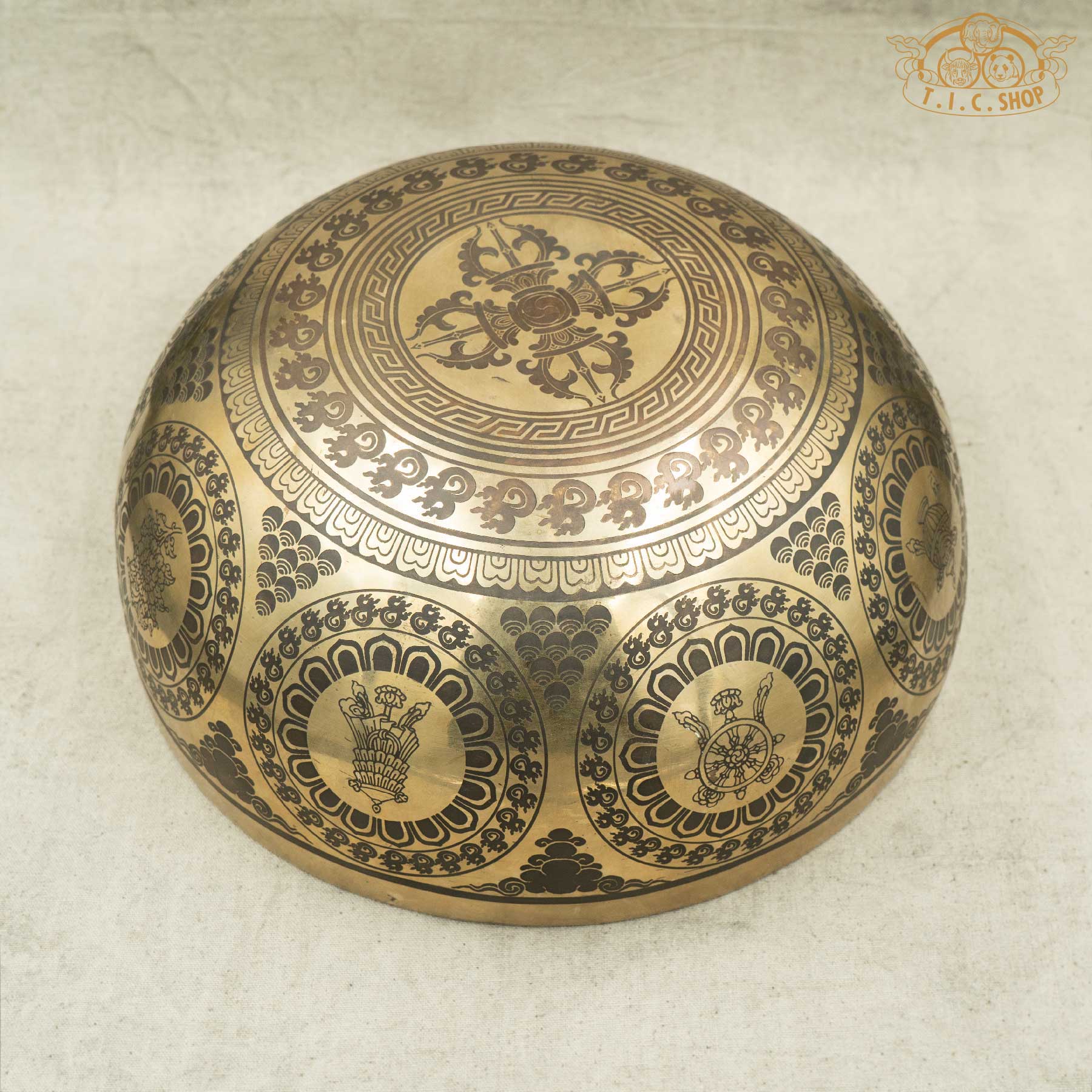 Bottom View of Shakyamuni Buddha Brass Singing Bowl 25.5cm
