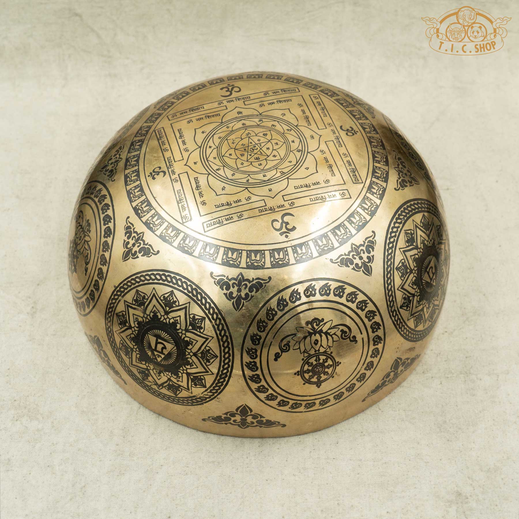 Bottom View of Shakyamuni Buddha Brass Singing Bowl 25cm