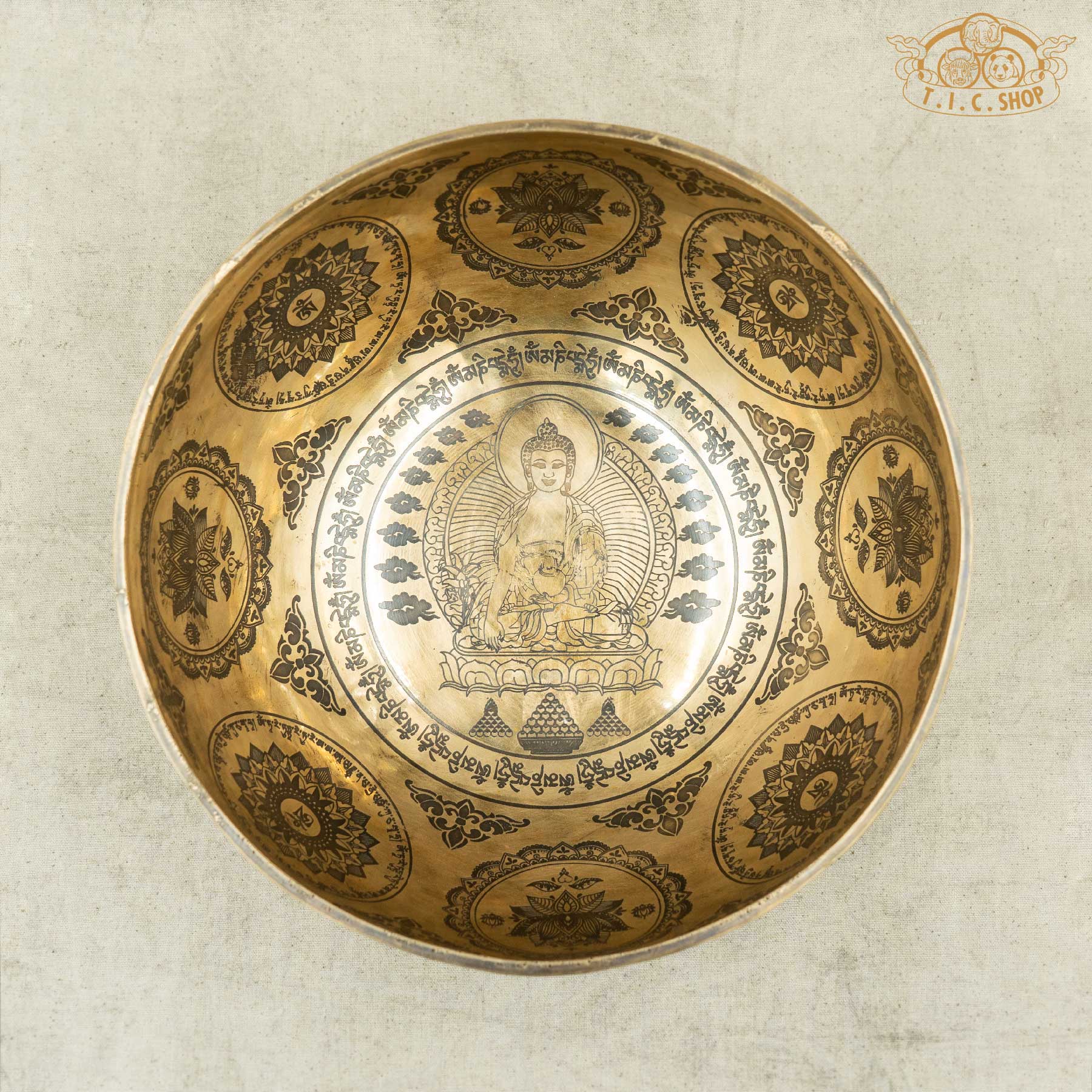 Top View of Shakyamuni Buddha Brass Singing Bowl 25cm