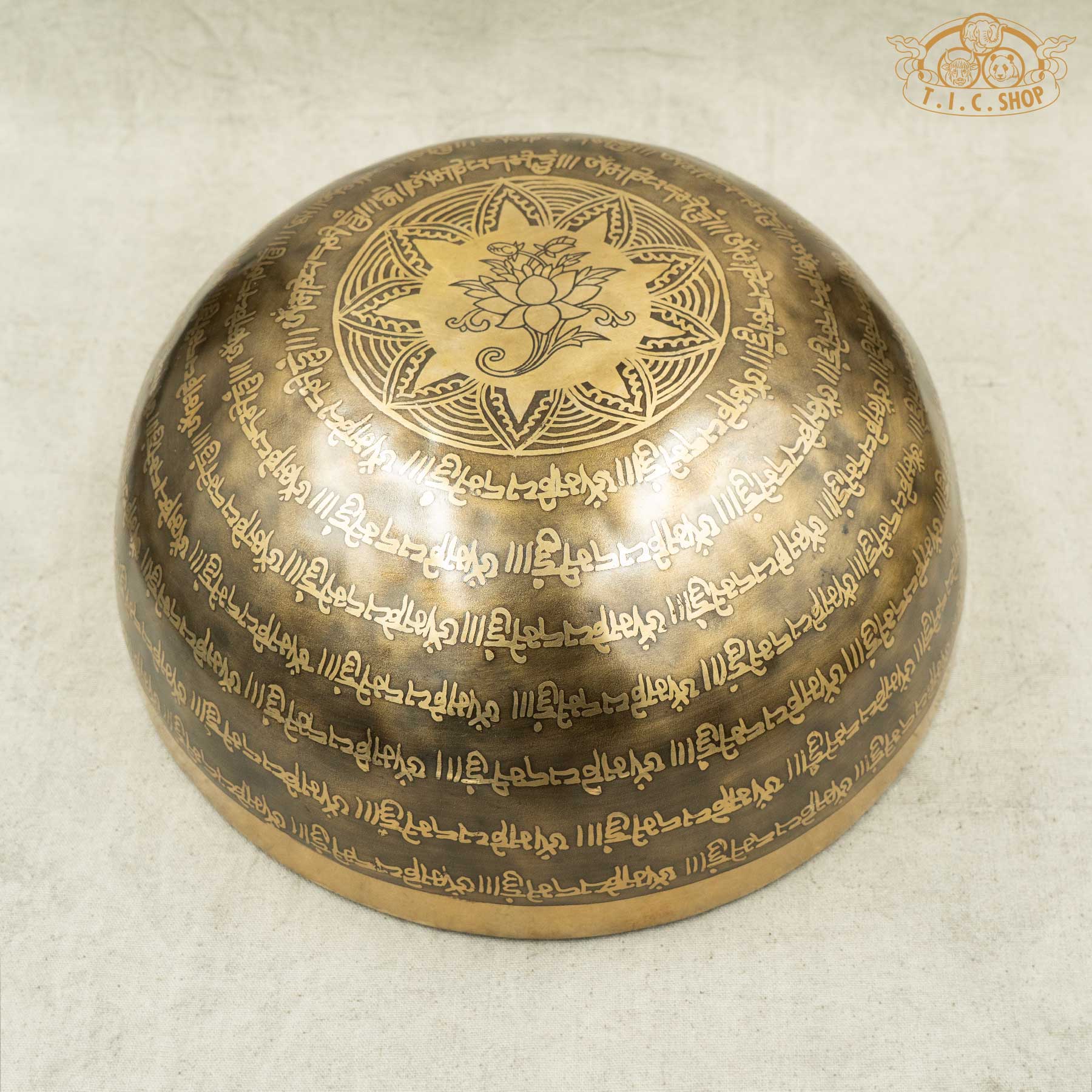 Bottom View of Shakyamuni Buddha Mantras Brass Singing Bowl 25cm