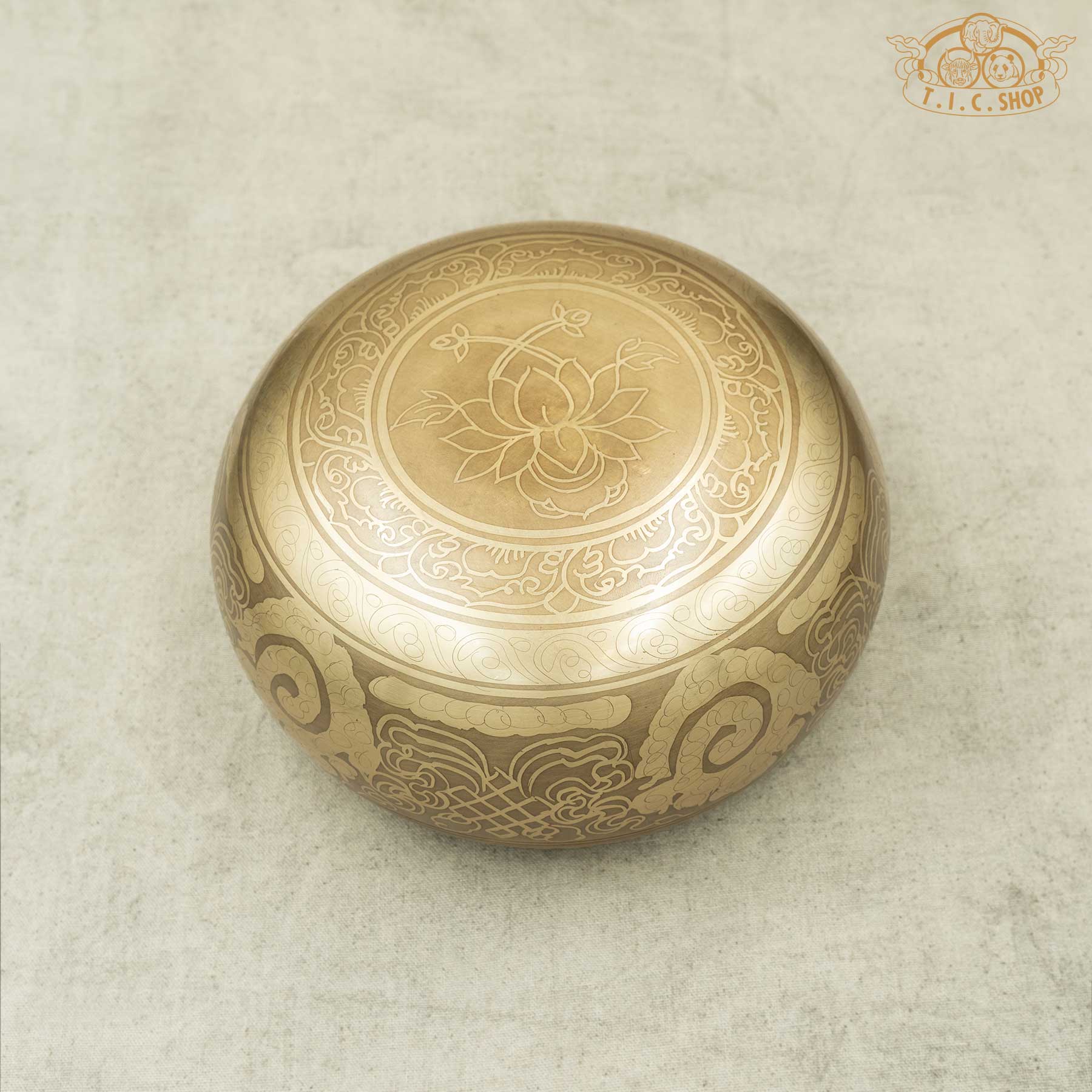 Bottom View of Shakyamuni Buddha Relief Brass Singing Bowl 15cm