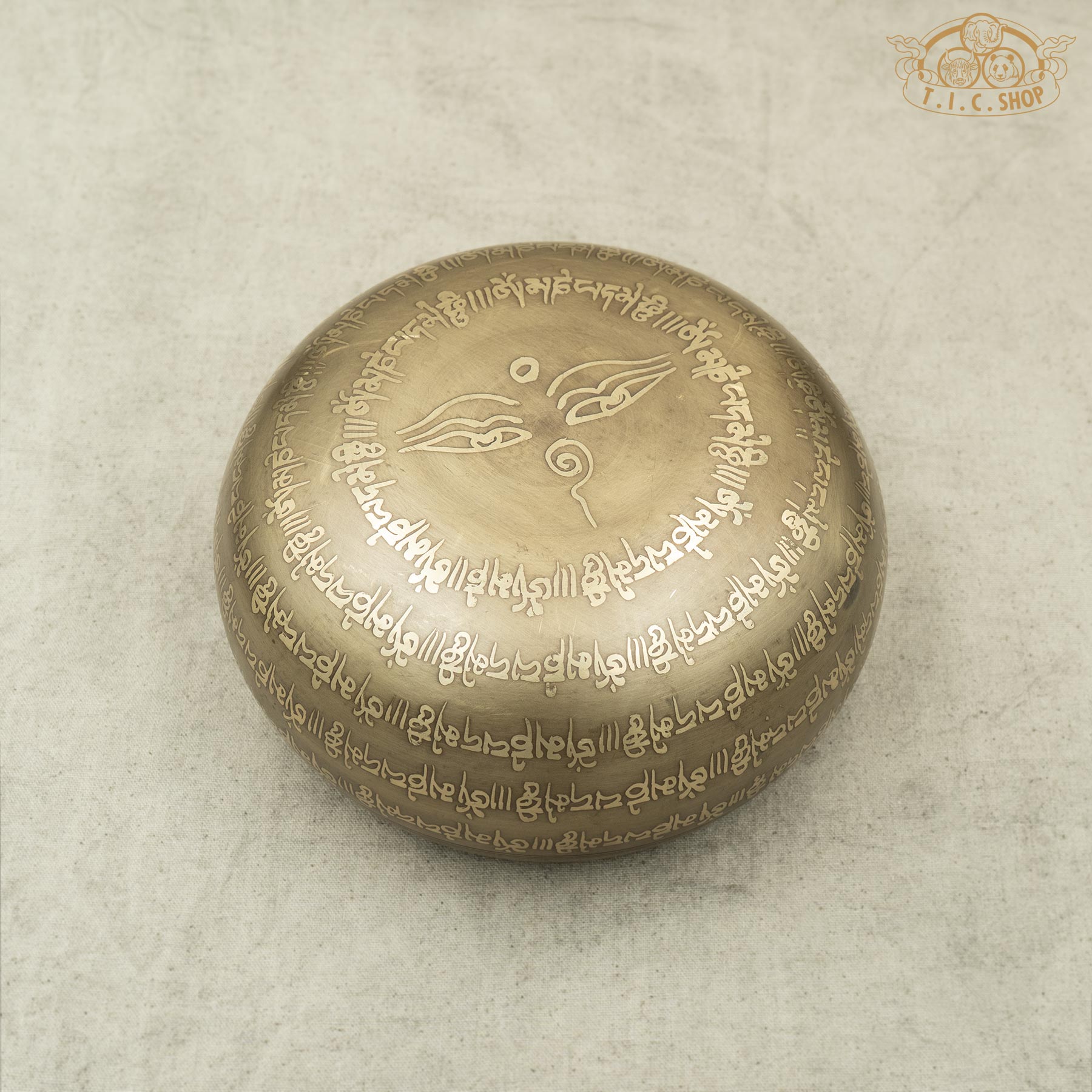 Bottom View of Shakyamuni Buddha Relief Brass Singing Bowl 15cm