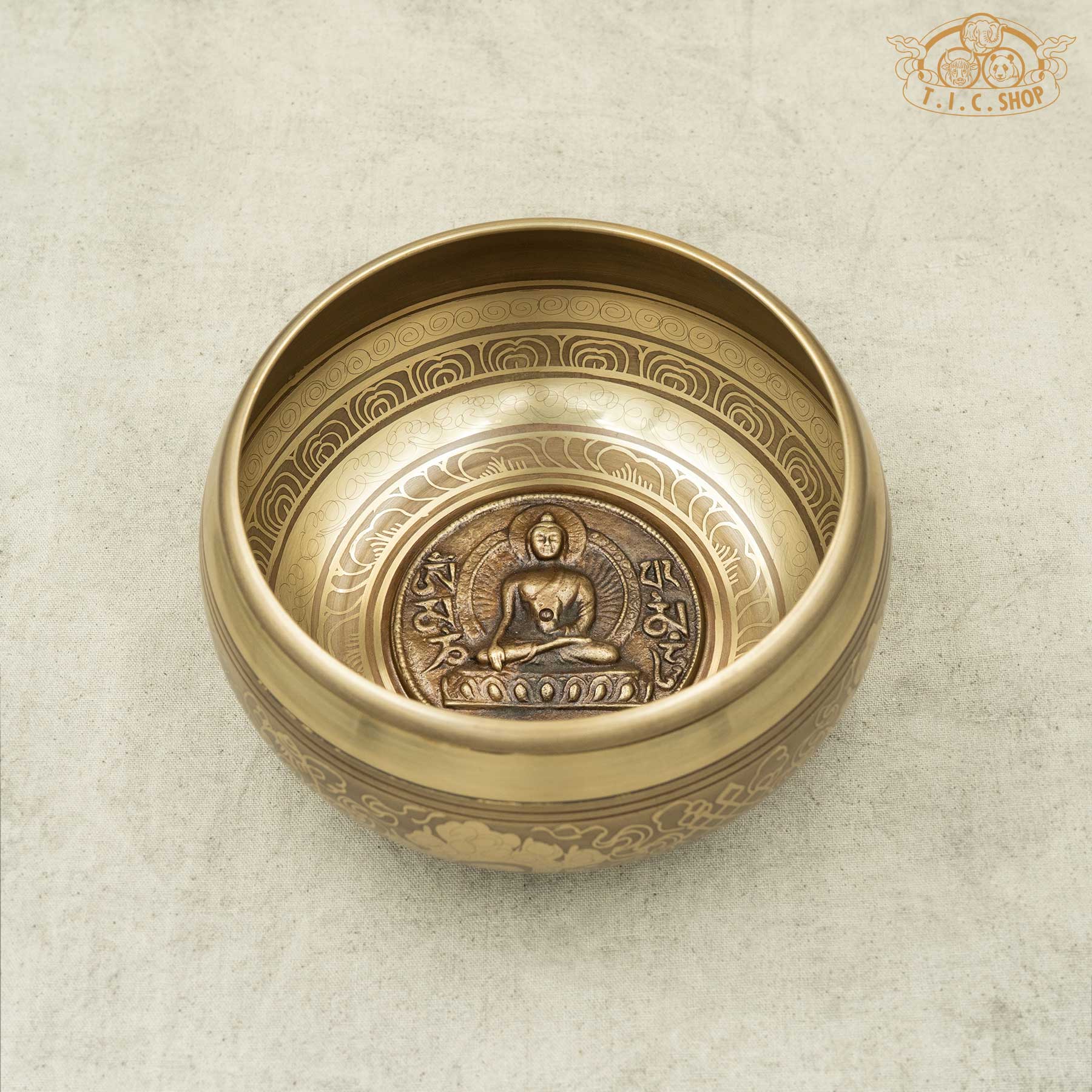 Shakyamuni Buddha Relief Brass Singing Bowl 15cm