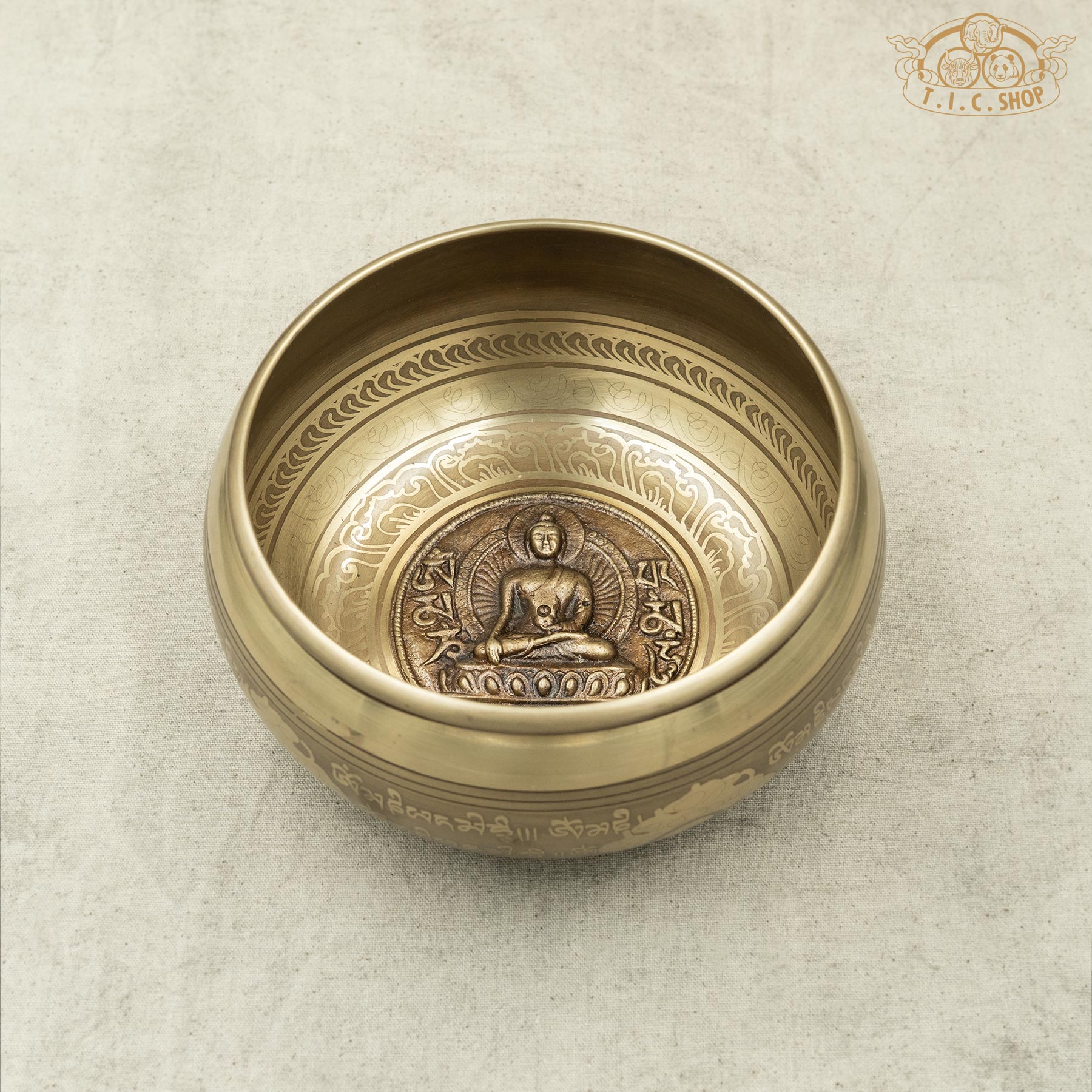 Shakyamuni Buddha Relief Brass Singing Bowl 15cm
