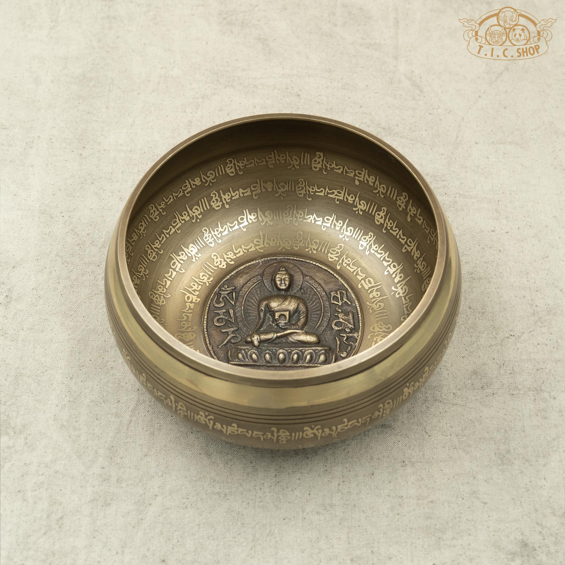 Shakyamuni Buddha Relief Brass Singing Bowl 15cm