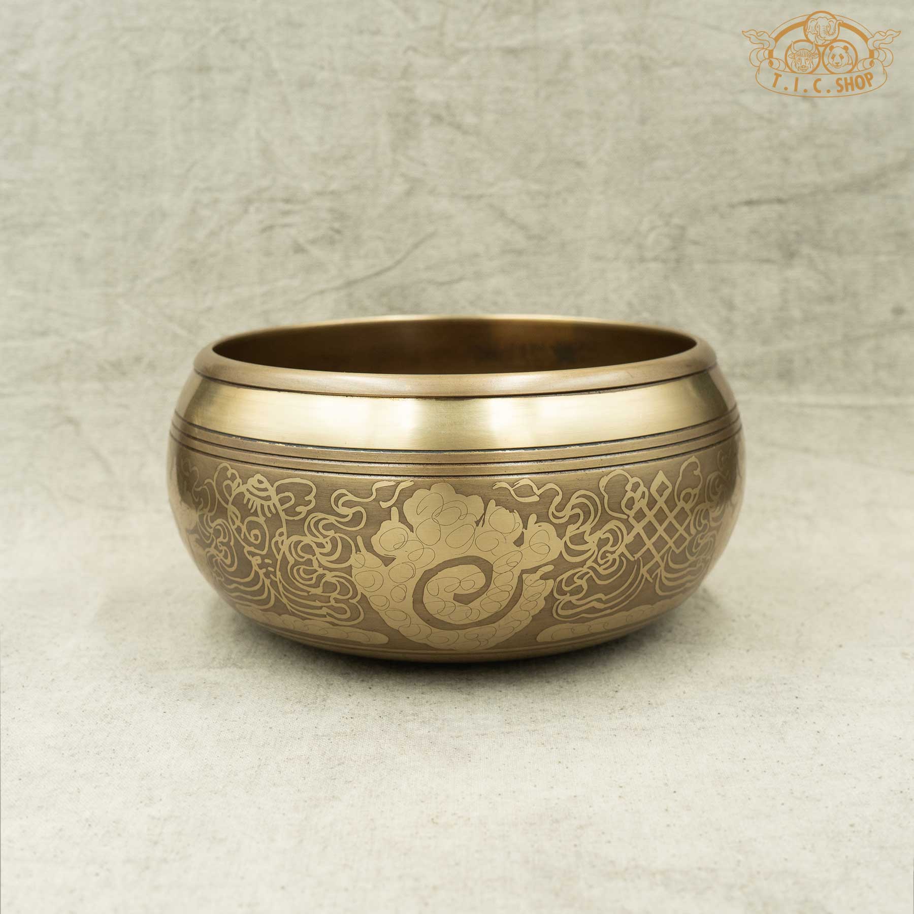 Side View of Shakyamuni Buddha Relief Brass Singing Bowl 15cm