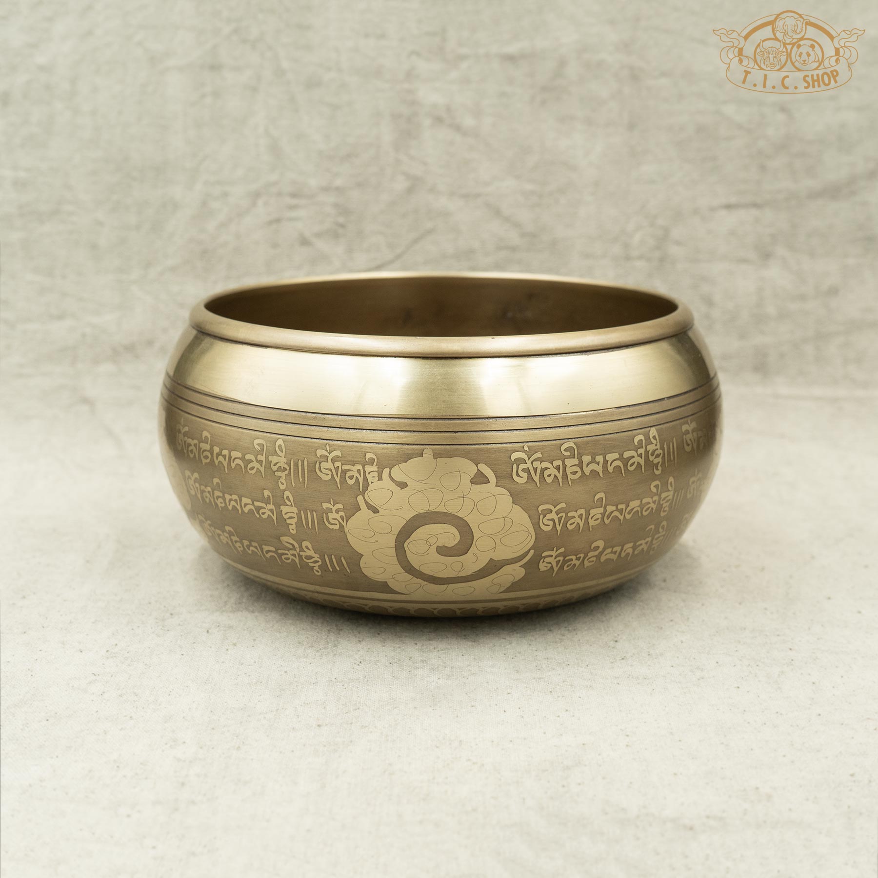 Side View of Shakyamuni Buddha Relief Brass Singing Bowl 15cm
