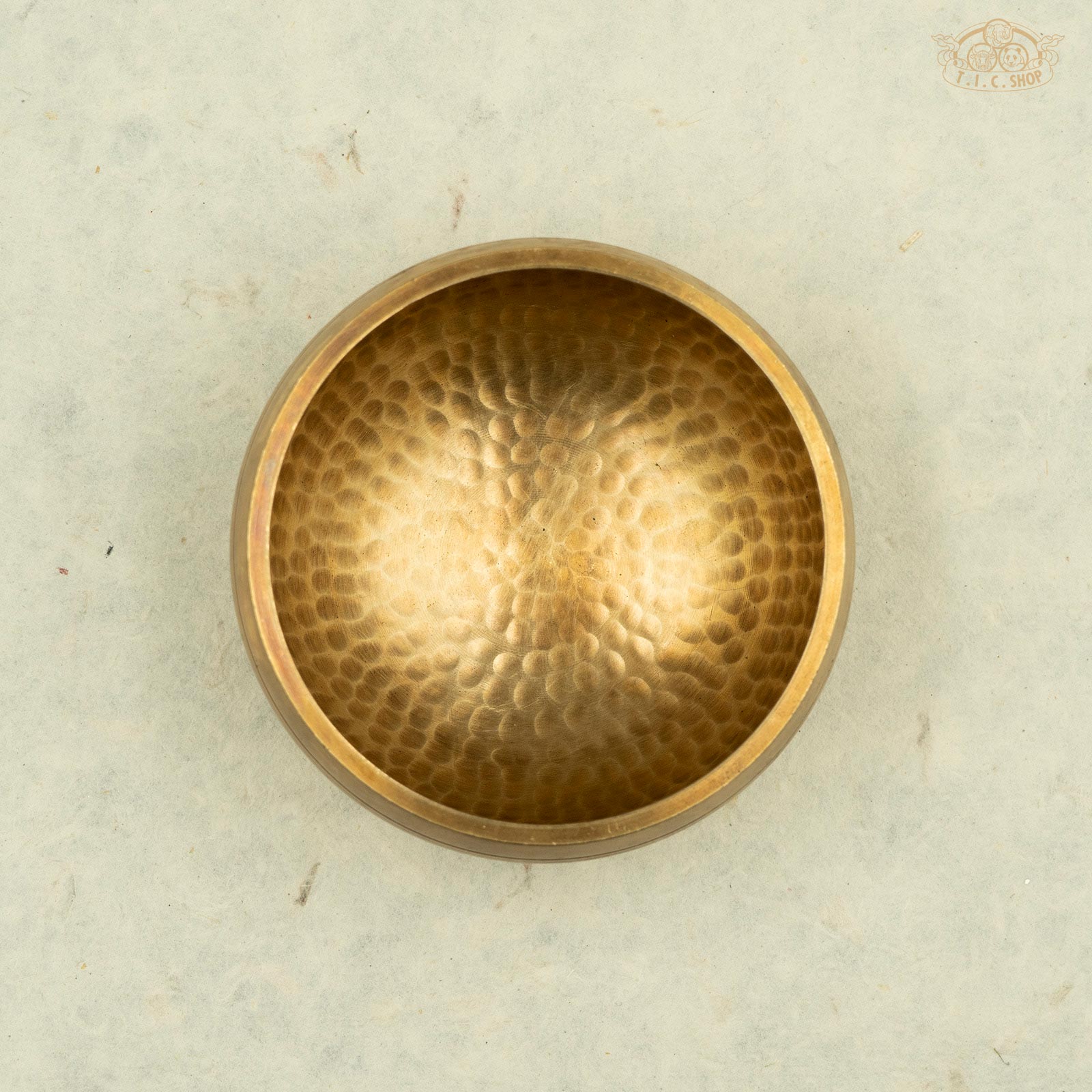 Top of Tibetan brass singing bowl handmade by Nepal artisans,full of positive energy for meditation and spiritual practice.