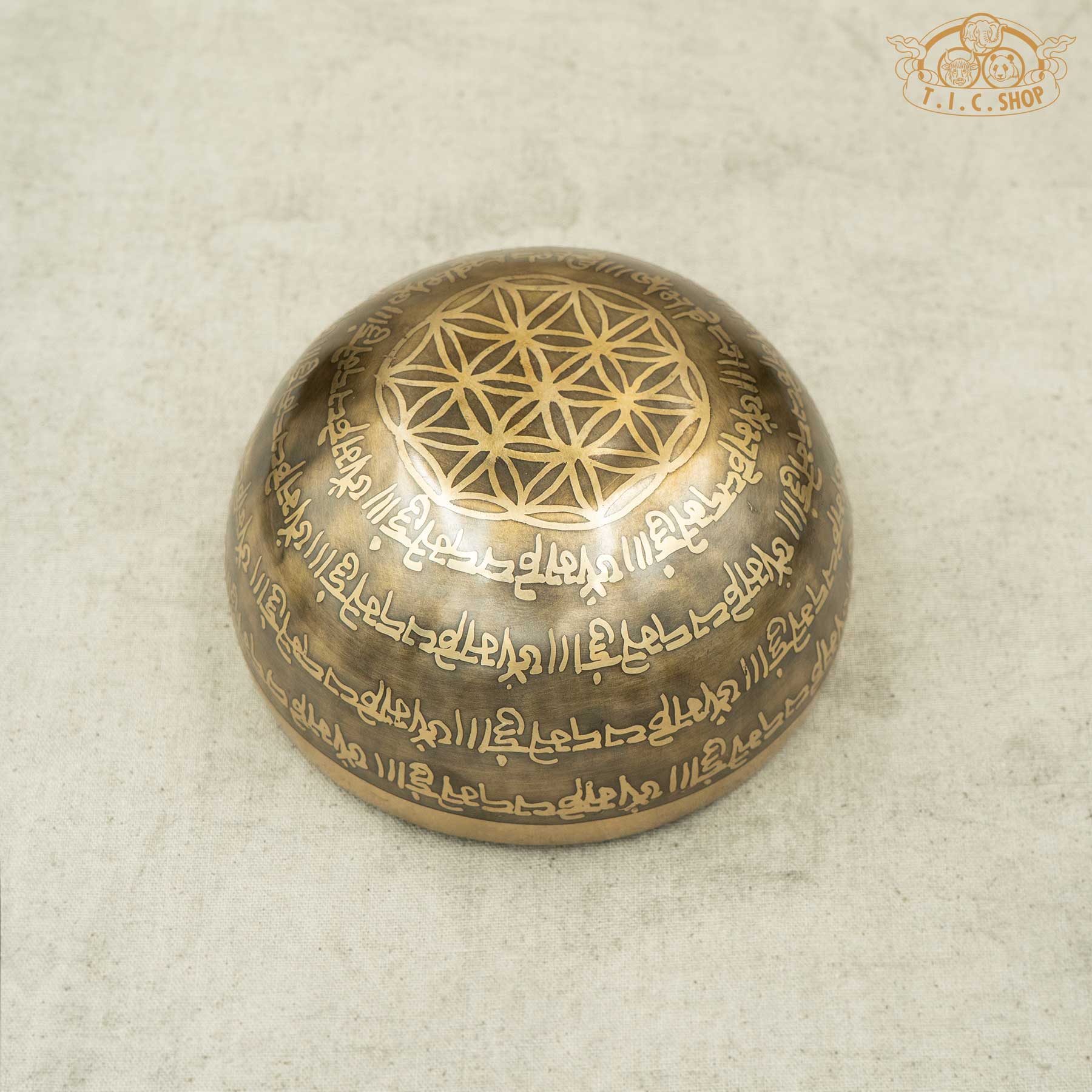 Bottom View of Solar Plexus Mandala Brass Singing Bowl 12cm