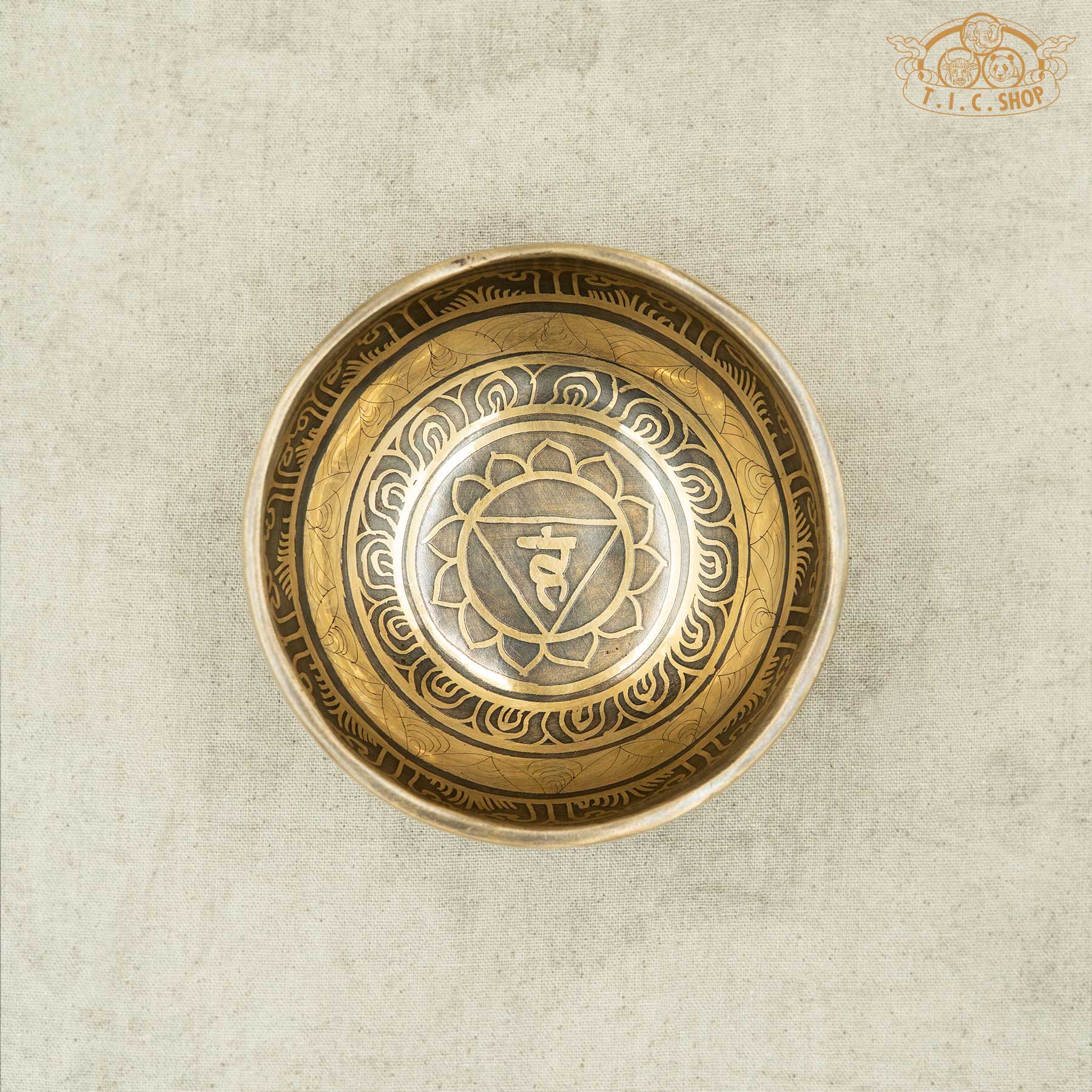 Top View of Throat Chakra Brass Singing Bowl 11.5cm
