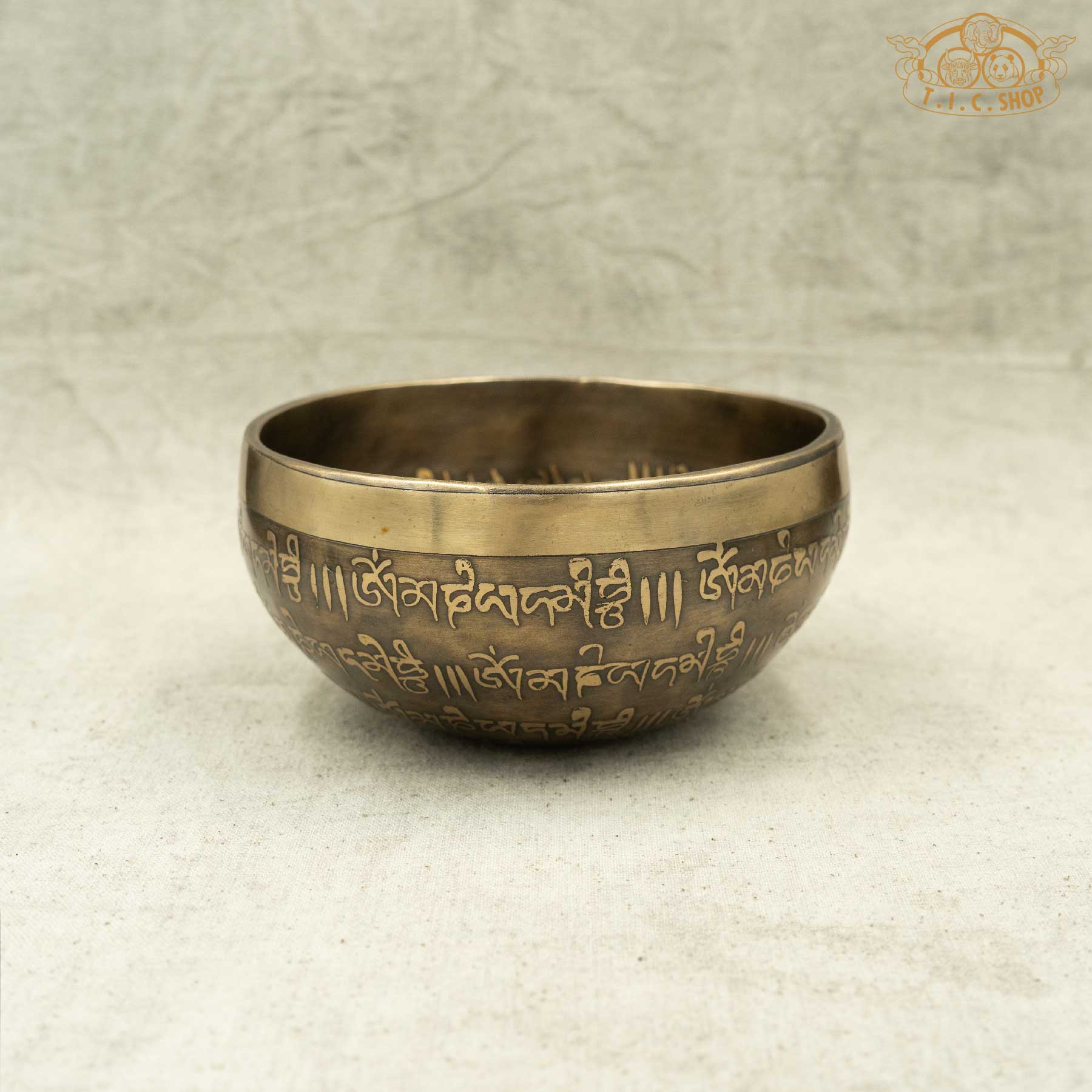 Side View of Throat Chakra Mandala Brass Singing Bowl 12cm