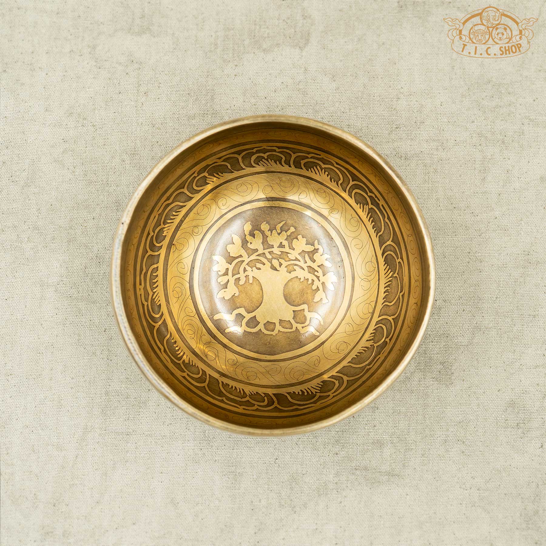 Top View of Tree of Life Brass Singing Bowl 11cm
