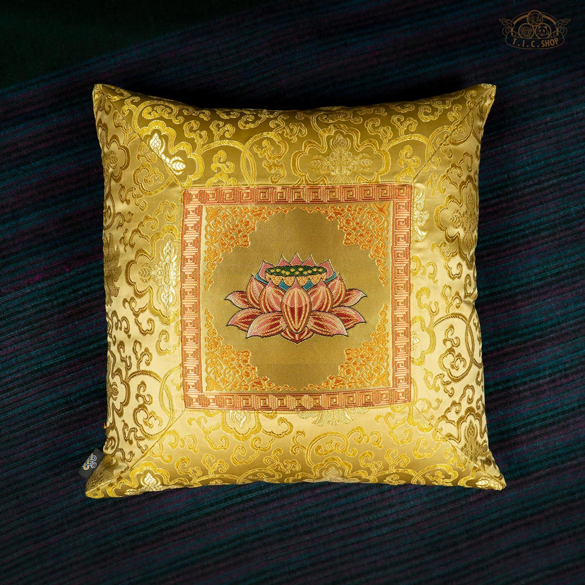  lotus pattern cushion cover with traditional Tibetan style embroidery