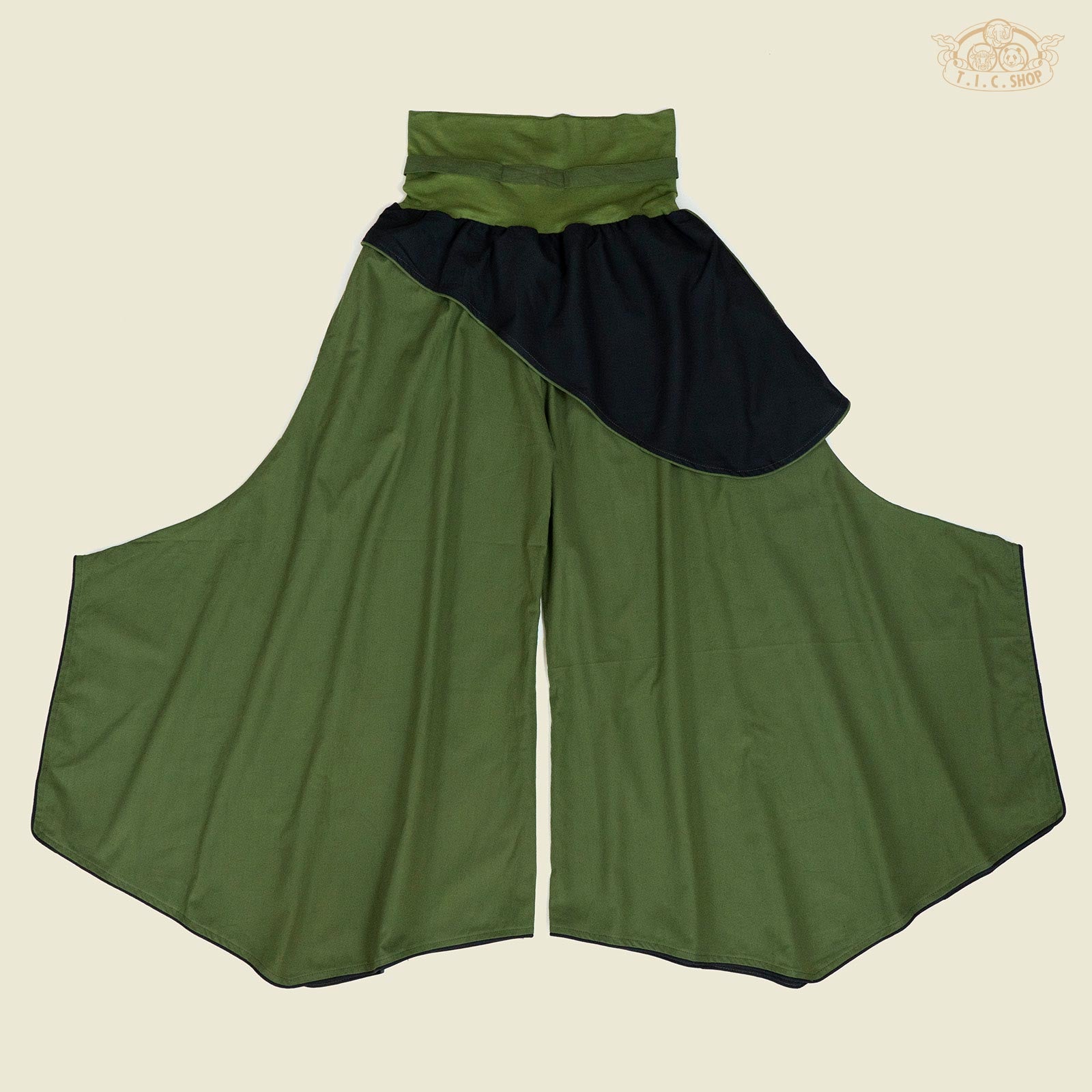 Back view showing wide-leg design and relaxed fit.