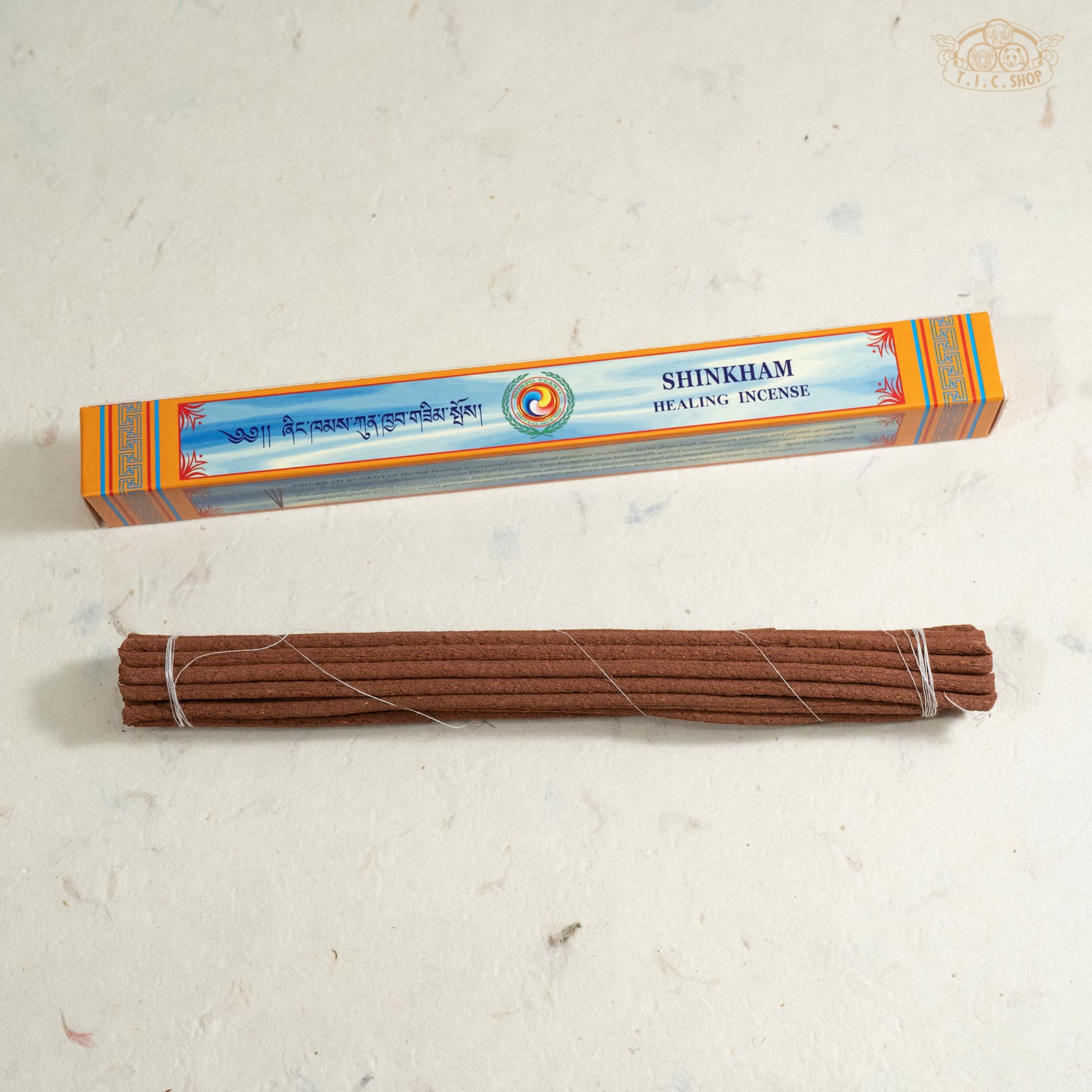 Open package of Shinkham Herbal Tibetan incense showing incense sticks inside