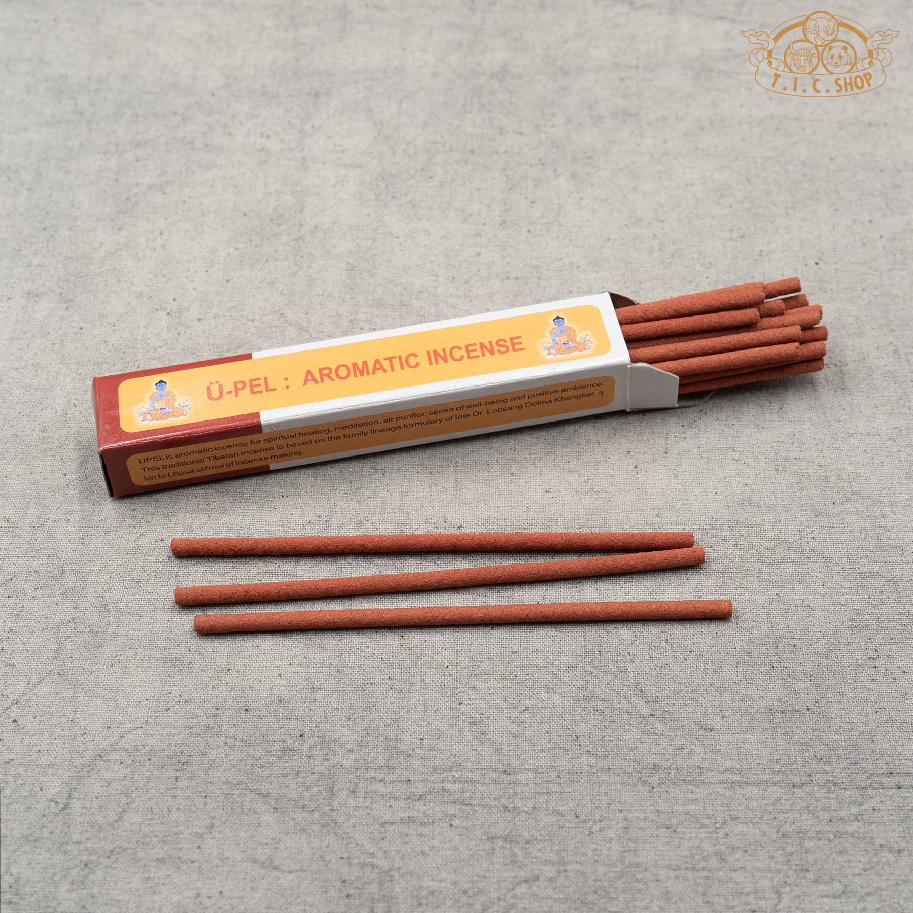 Open package of blue lotus ritual offering Tibetan incense showing incense sticks inside